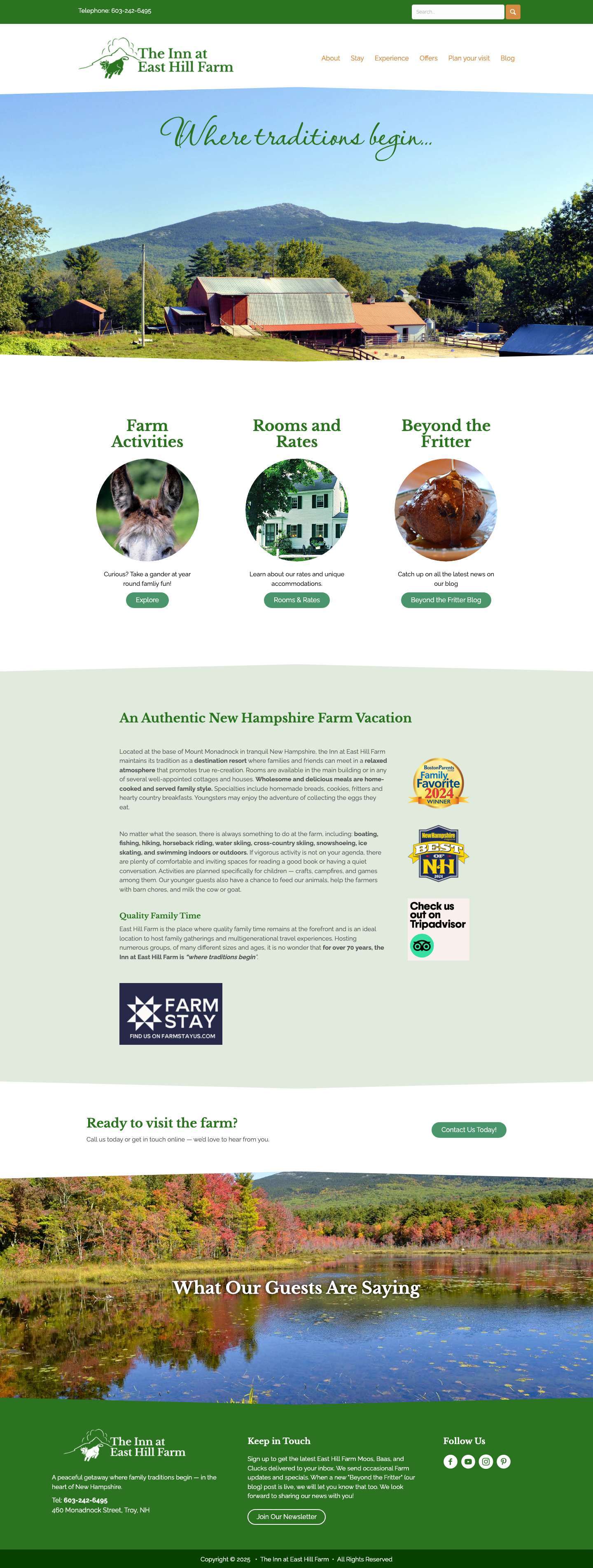 The Inn at East Hill Farm | a Family Vacation Resort New Hampshire - Full Screenshot