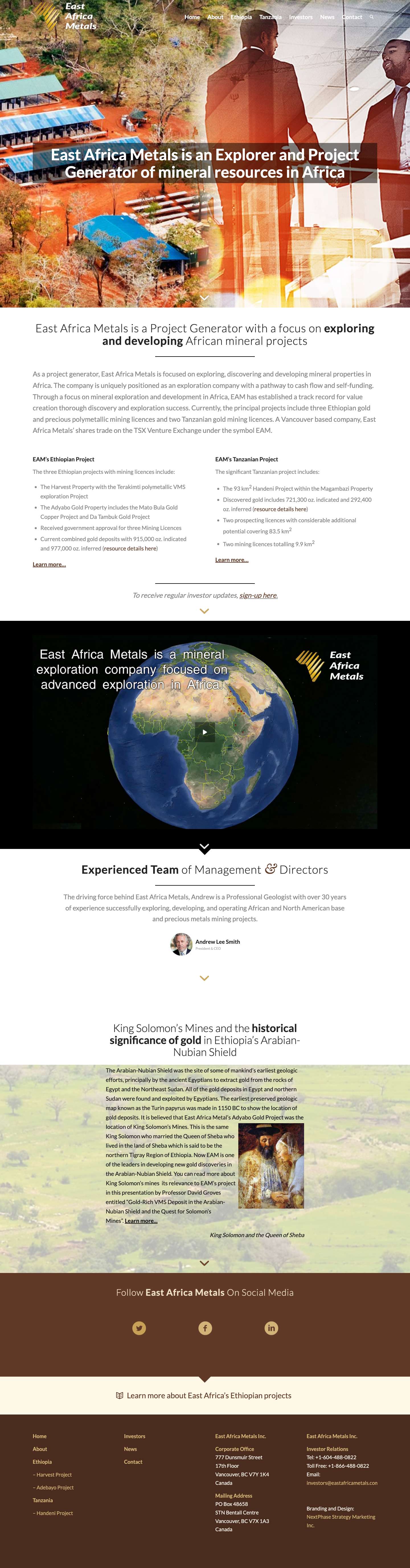 East Africa Metals – Gold Exploration & Mine Development in Africa - East Africa Metals - Full Screenshot