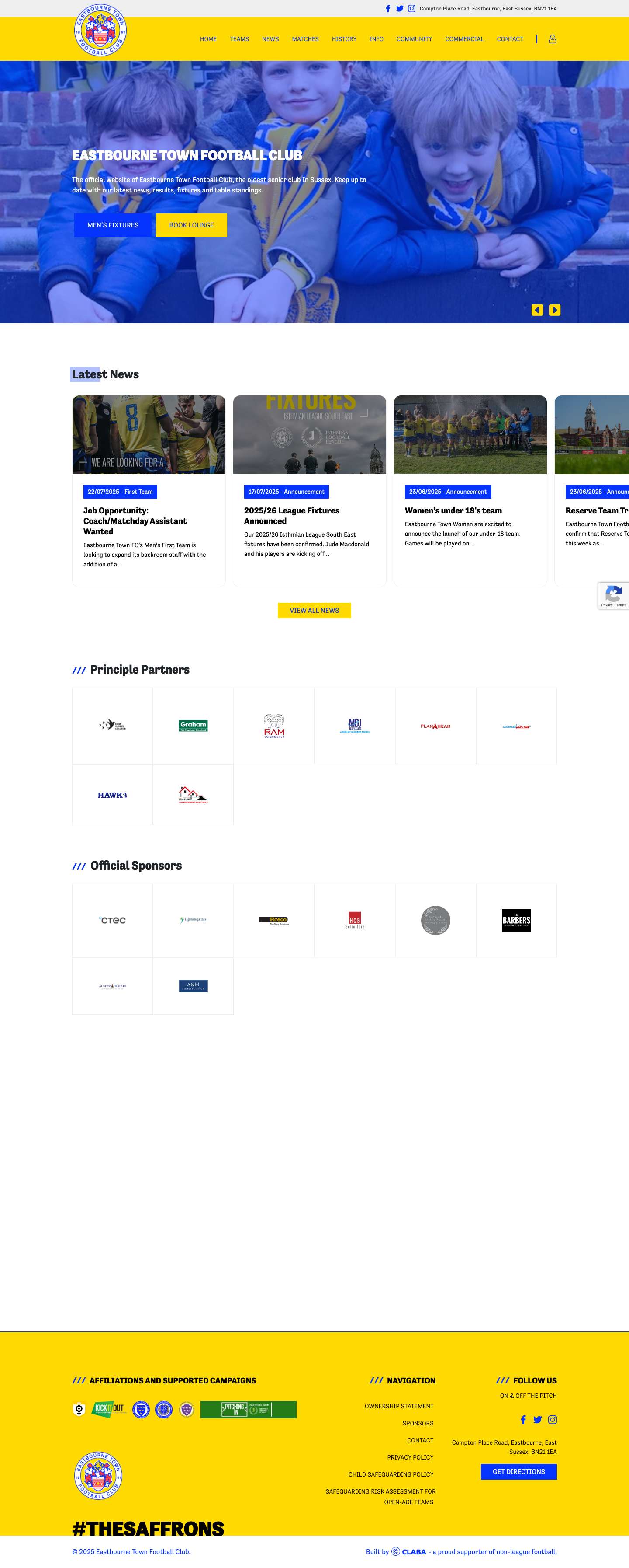 Eastbourne Town Football Club | Members of the Isthmian League | Eastbourne Town Football Club - Full Screenshot