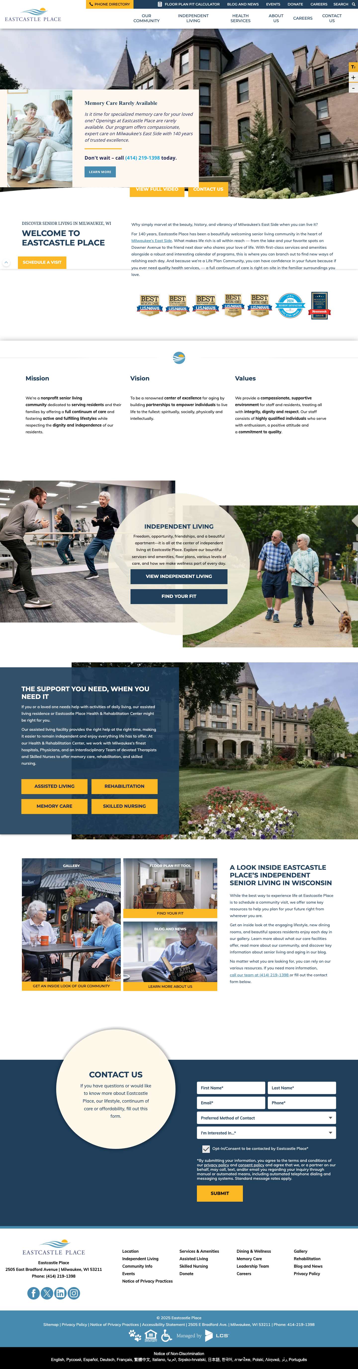 Welcome To Senior Living In Milwaukee, WI | Eastcastle Place - Full Screenshot
