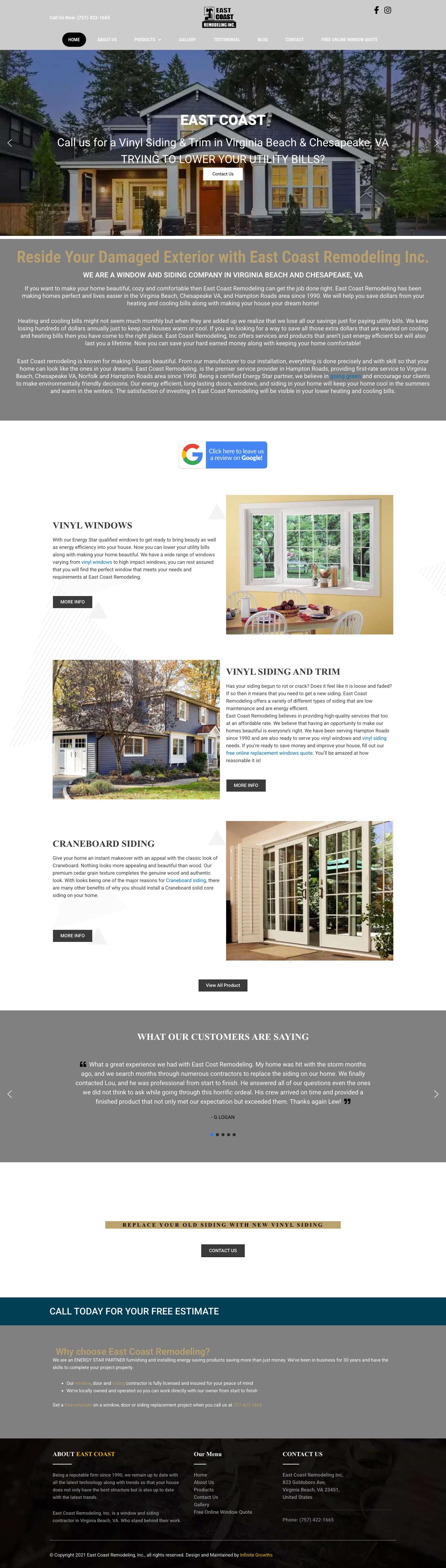 East Coast Remodeling Inc. | (757) 422-1665 - Full Screenshot