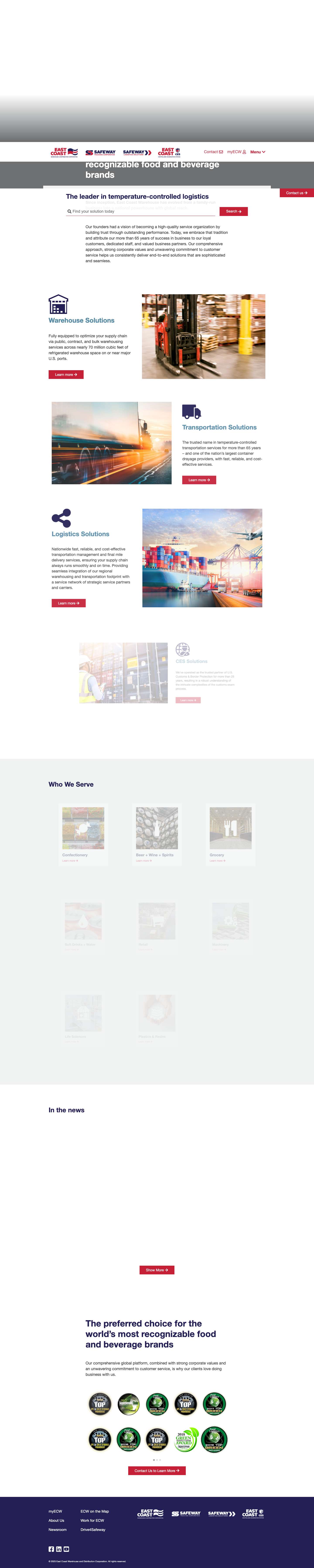 Home - East Coast Warehouse & Distribution Corp. - Full Screenshot