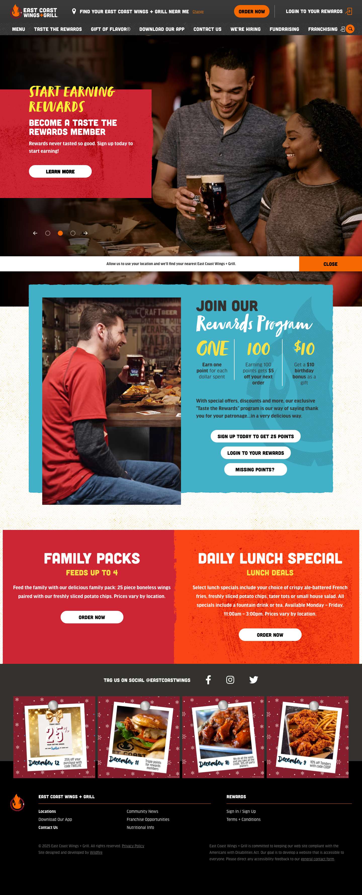 East Coast Wings + Grill - America’s Best Wings - Full Screenshot