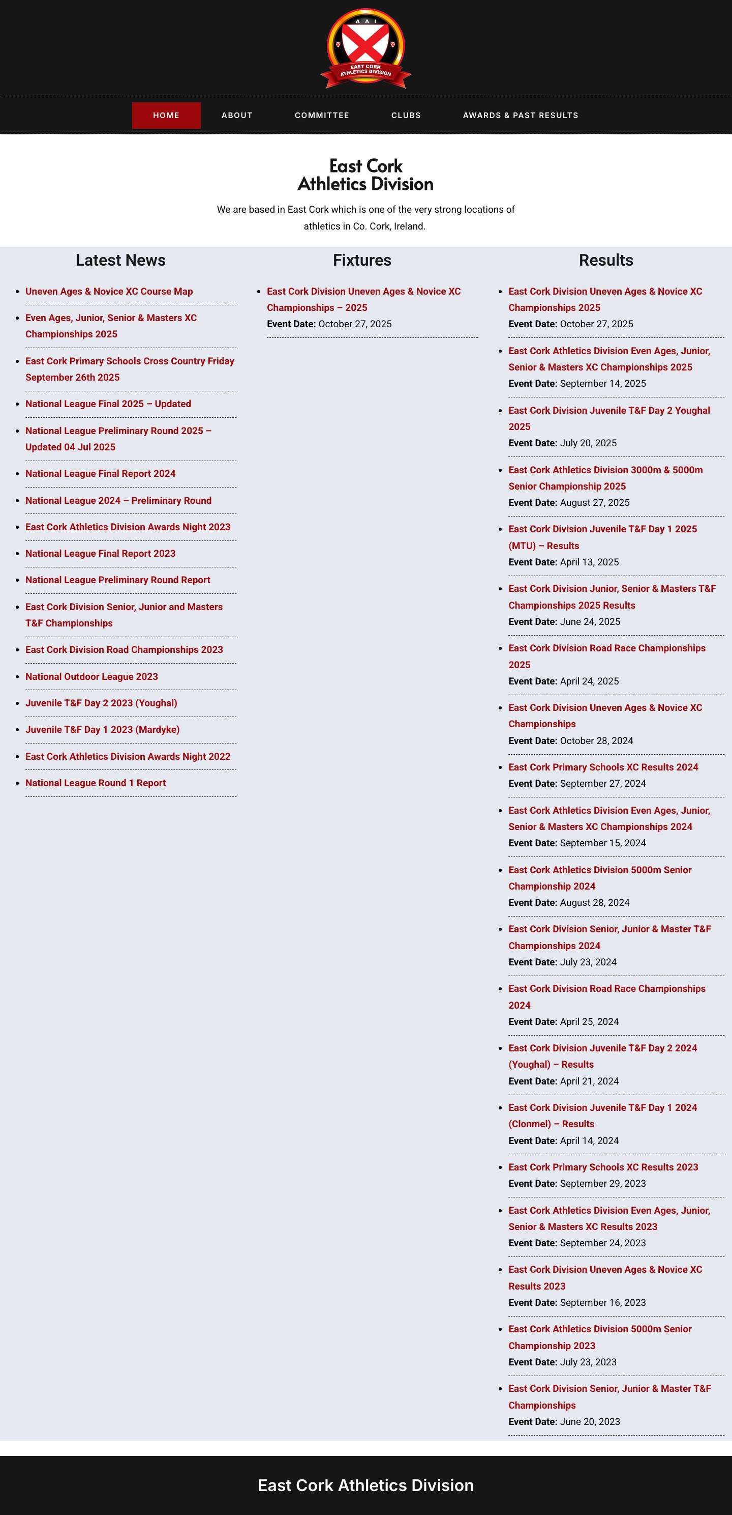 East Cork Athletics Division - East Cork Athletics Division - Full Screenshot
