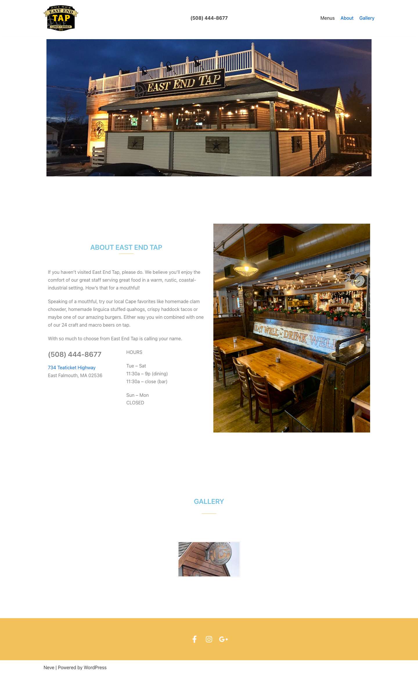 East End Tap – Family-friendly restaurant, offering great food and huge beer selection - Full Screenshot