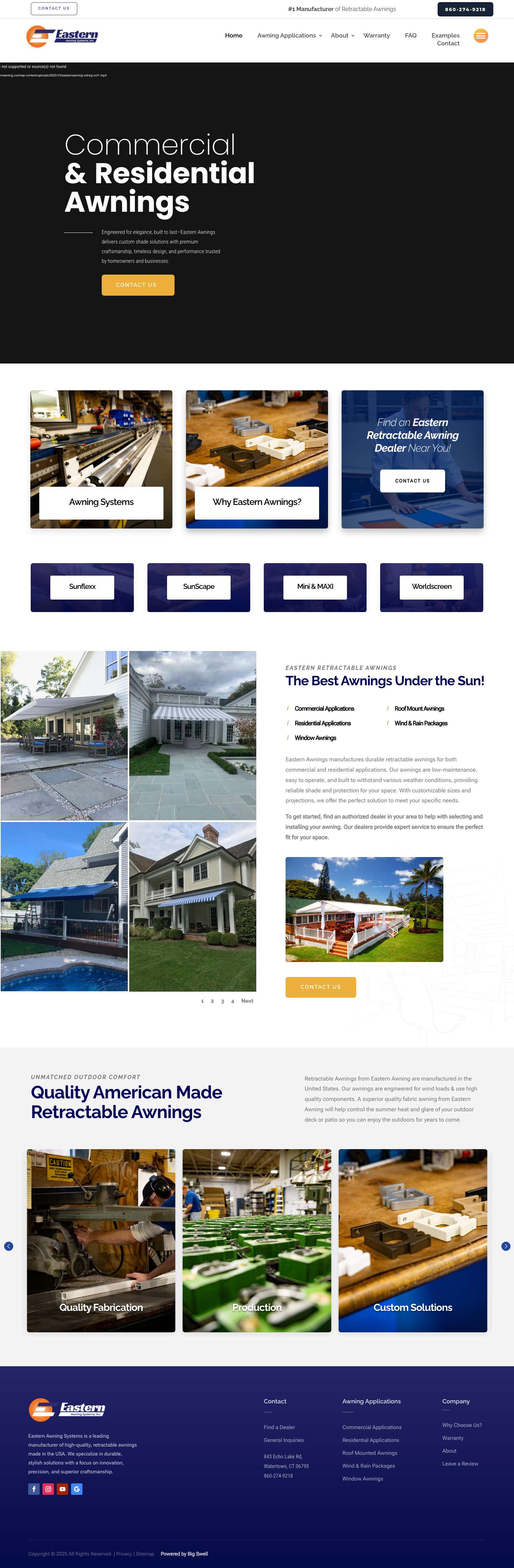 Awning Company | Manufacturer | Eastern Awning Watertown, CT - Full Screenshot