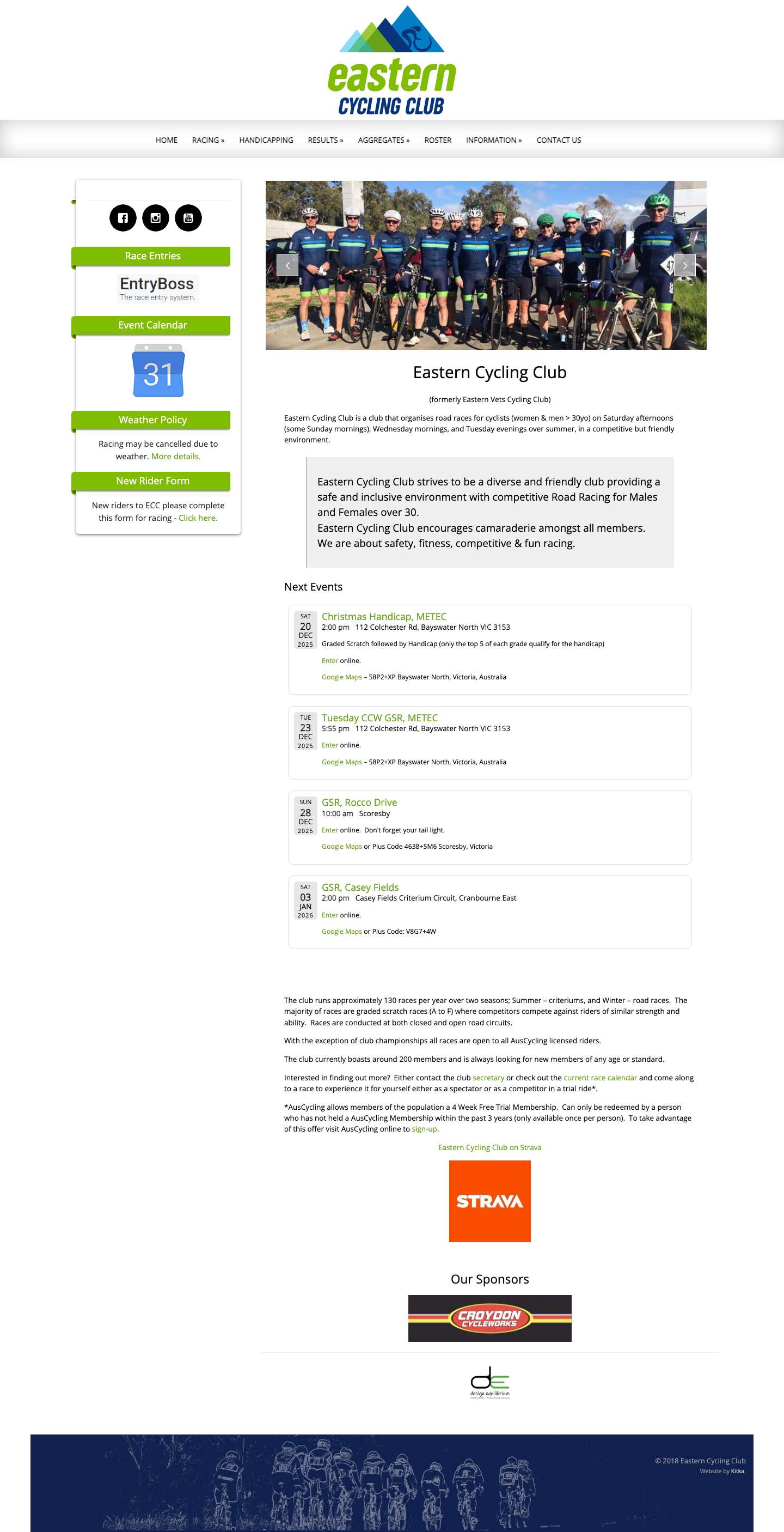 Eastern Cycling Club - Eastern Cycling Club : cycling club in Melbourne - Full Screenshot