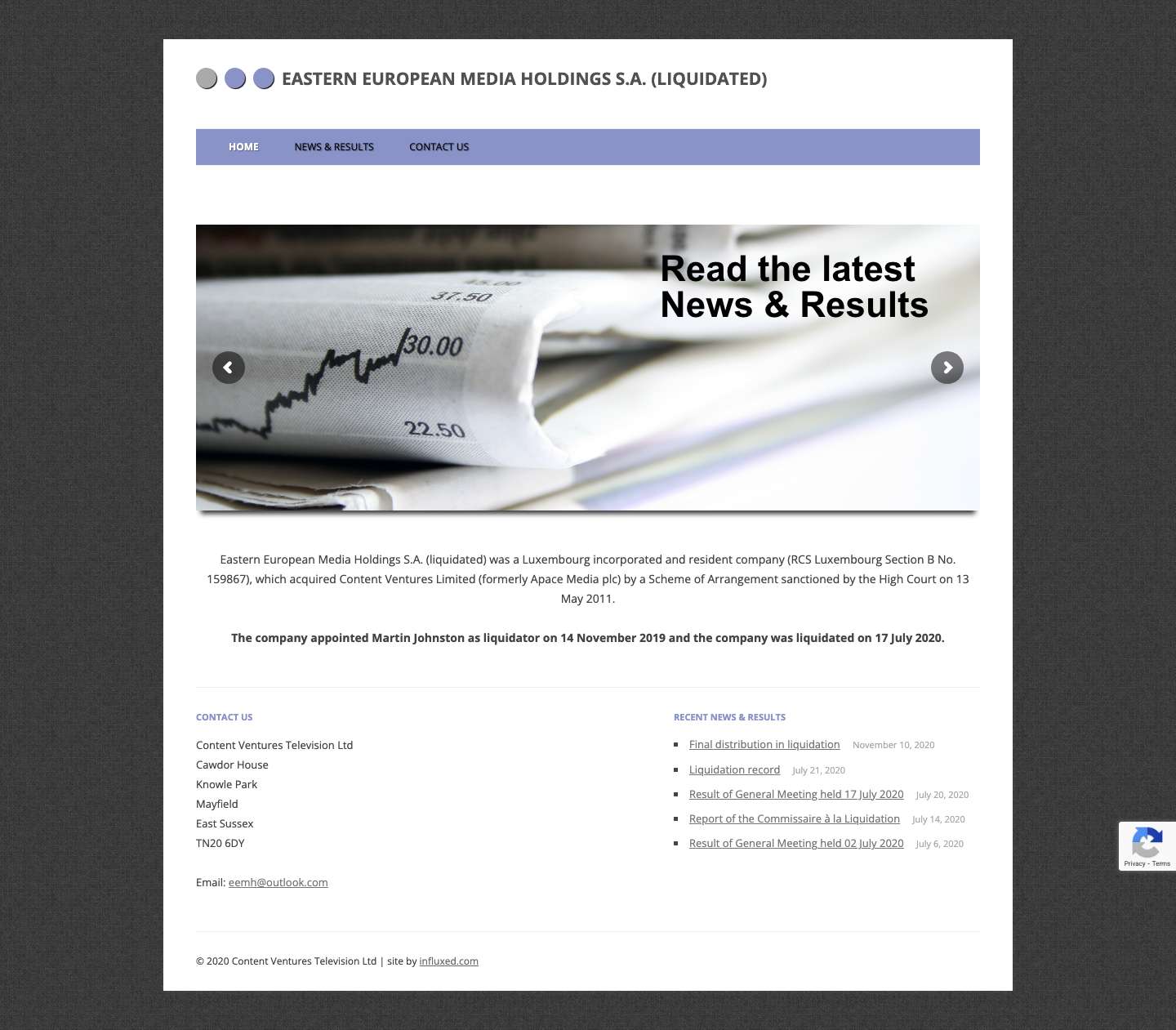 Home - Eastern European Media Holdings S.A. (liquidated) - Full Screenshot