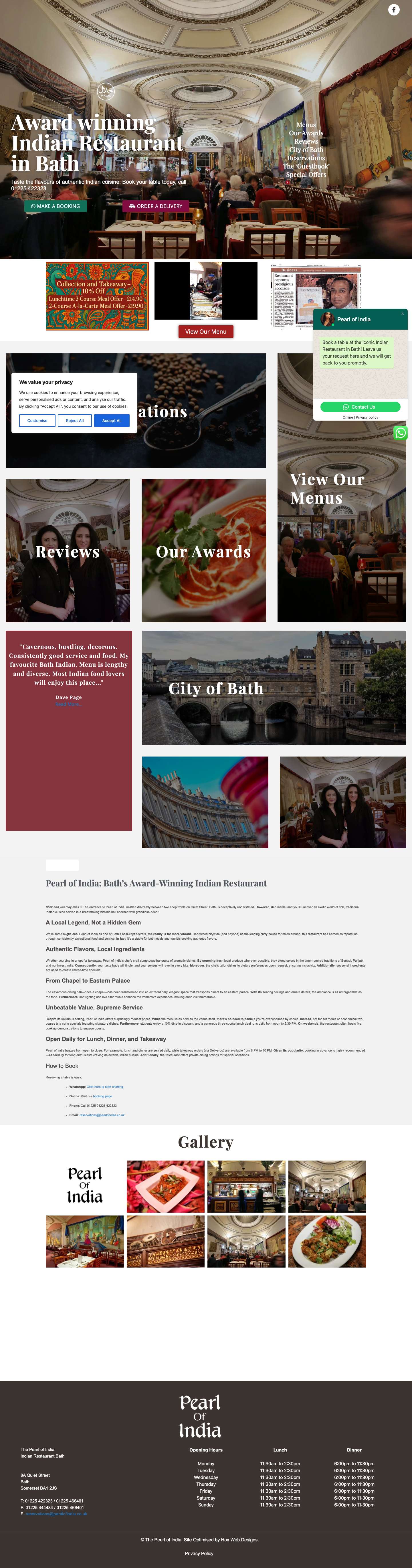 Indian Restaurant Bath | Curry House | Pearl of India - Full Screenshot
