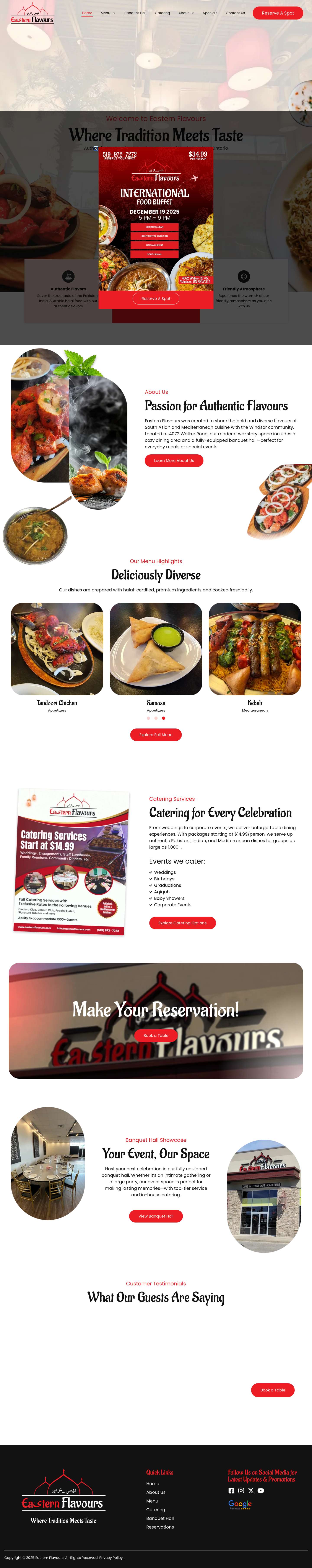 Eastern Flavours - Authentic South Asian Food in Windsor - Full Screenshot