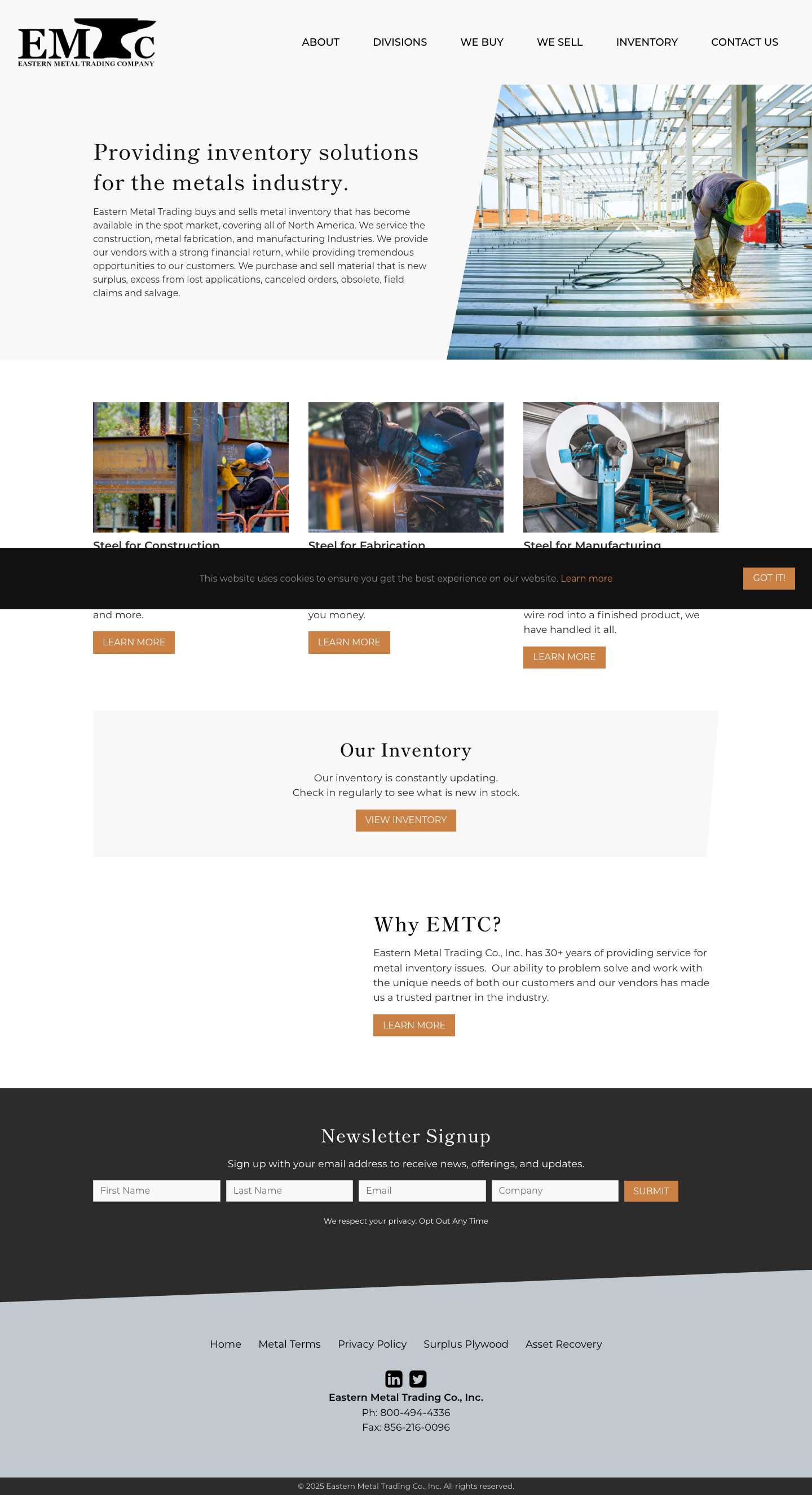 Homepage - Eastern Metal Trading Co., Inc. - Full Screenshot