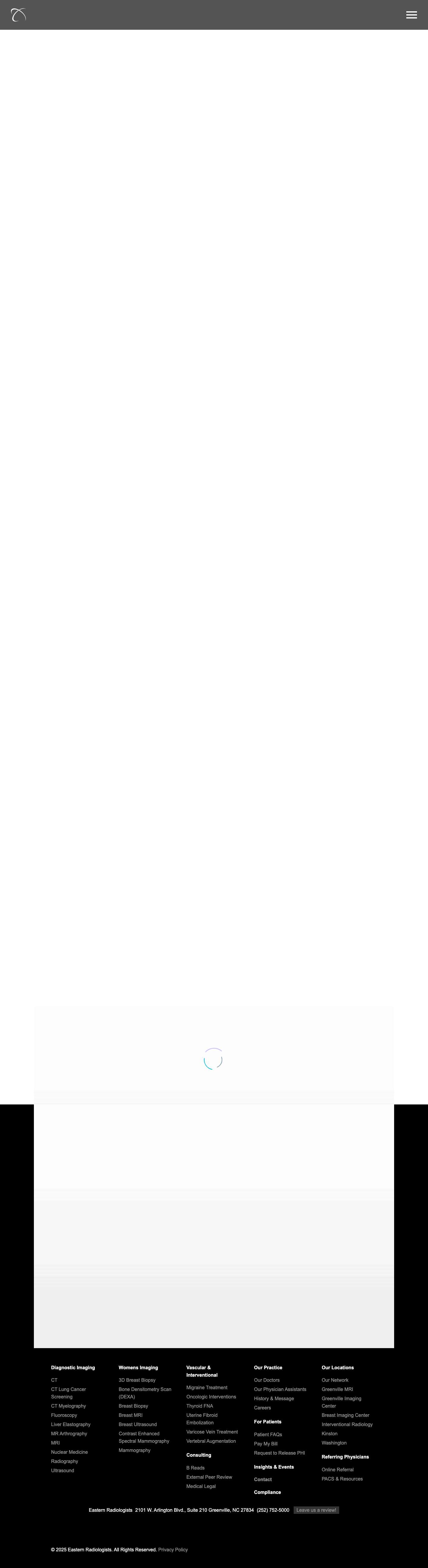 Eastern Radiologists Homepage - Eastern Radiologists - Greenville, NC - Full Screenshot