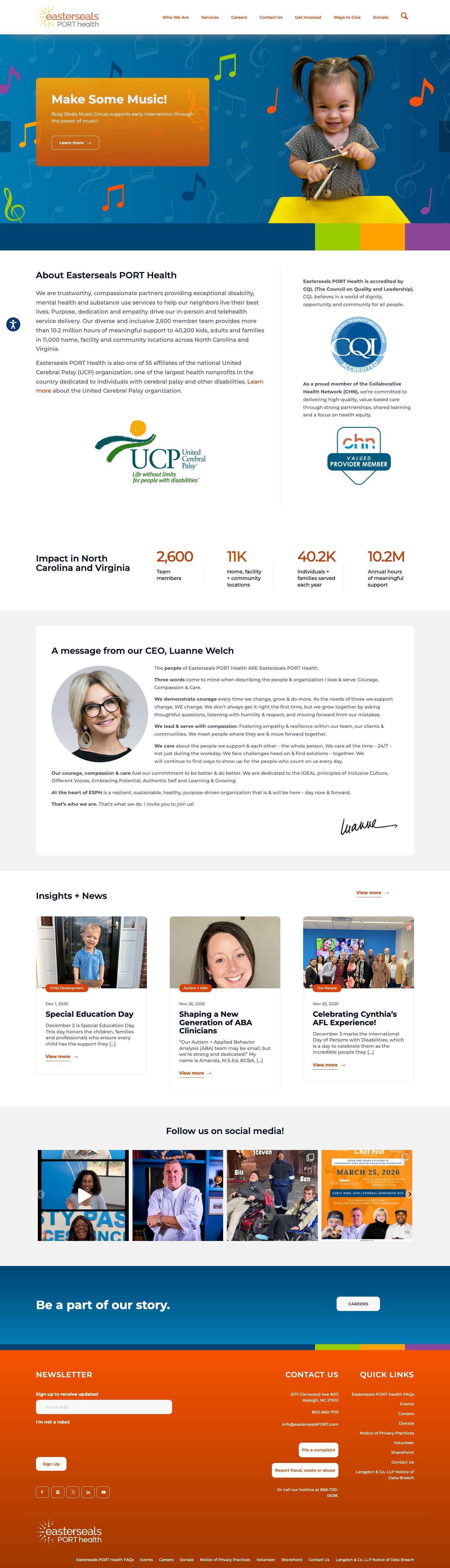 Home - Easterseals PORT HealthClick to open the search input fieldPreviousNextScroll to top - Full Screenshot
