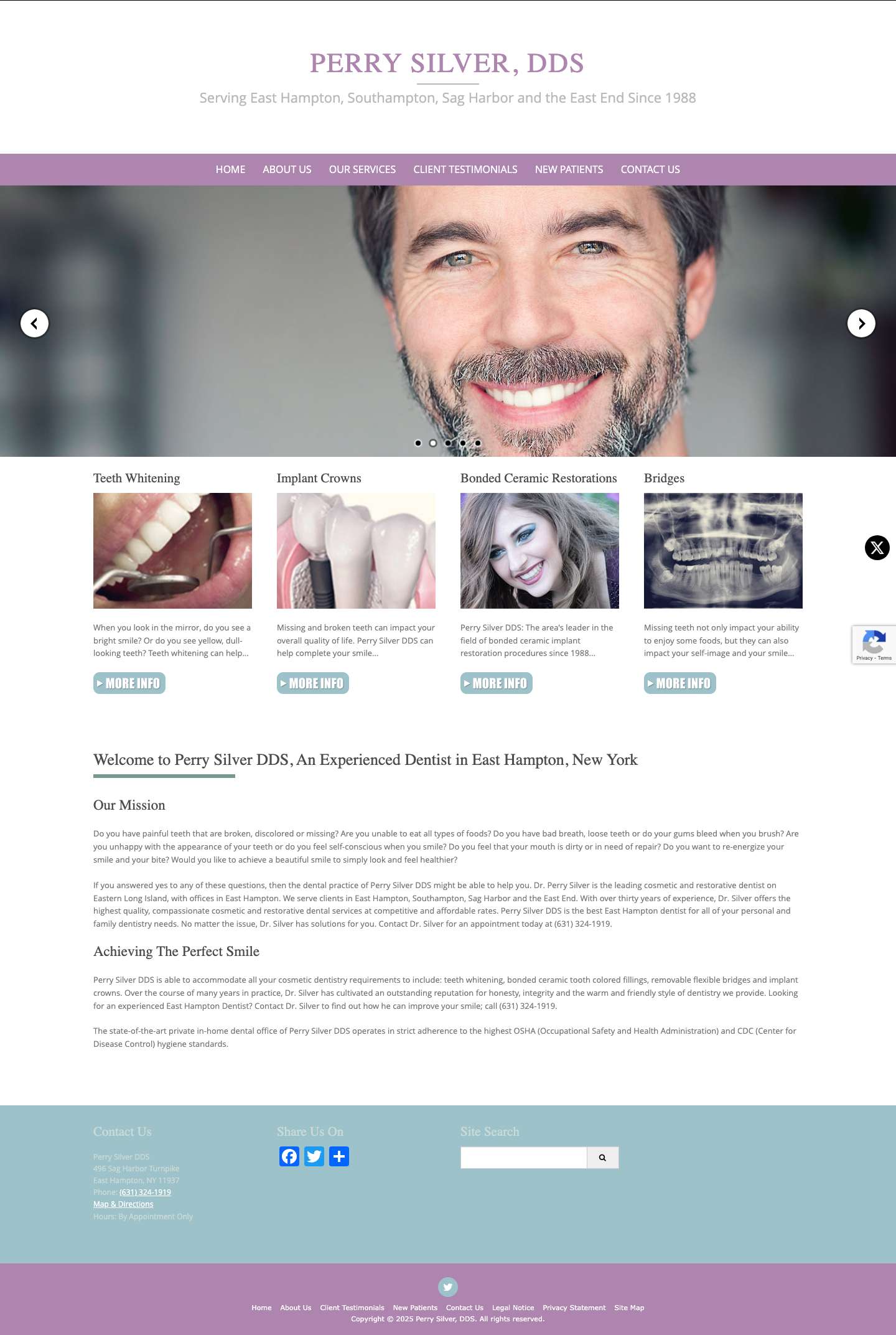 Cosmetic Restorative East Hampton Dentist Perry Silver - Full Screenshot