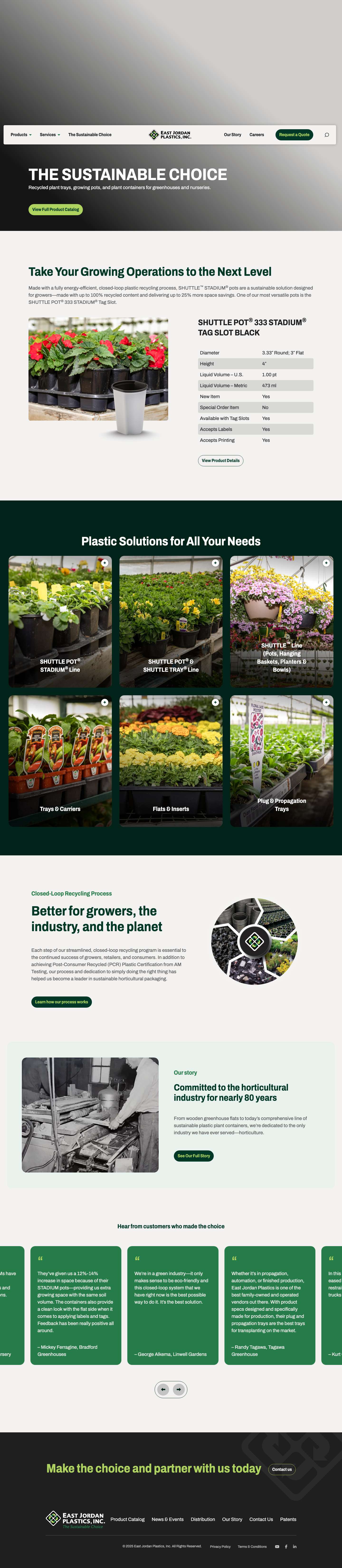 East Jordan Plastics | Sustainable Growing Solutions for Greenhouses and Nurseries - Full Screenshot