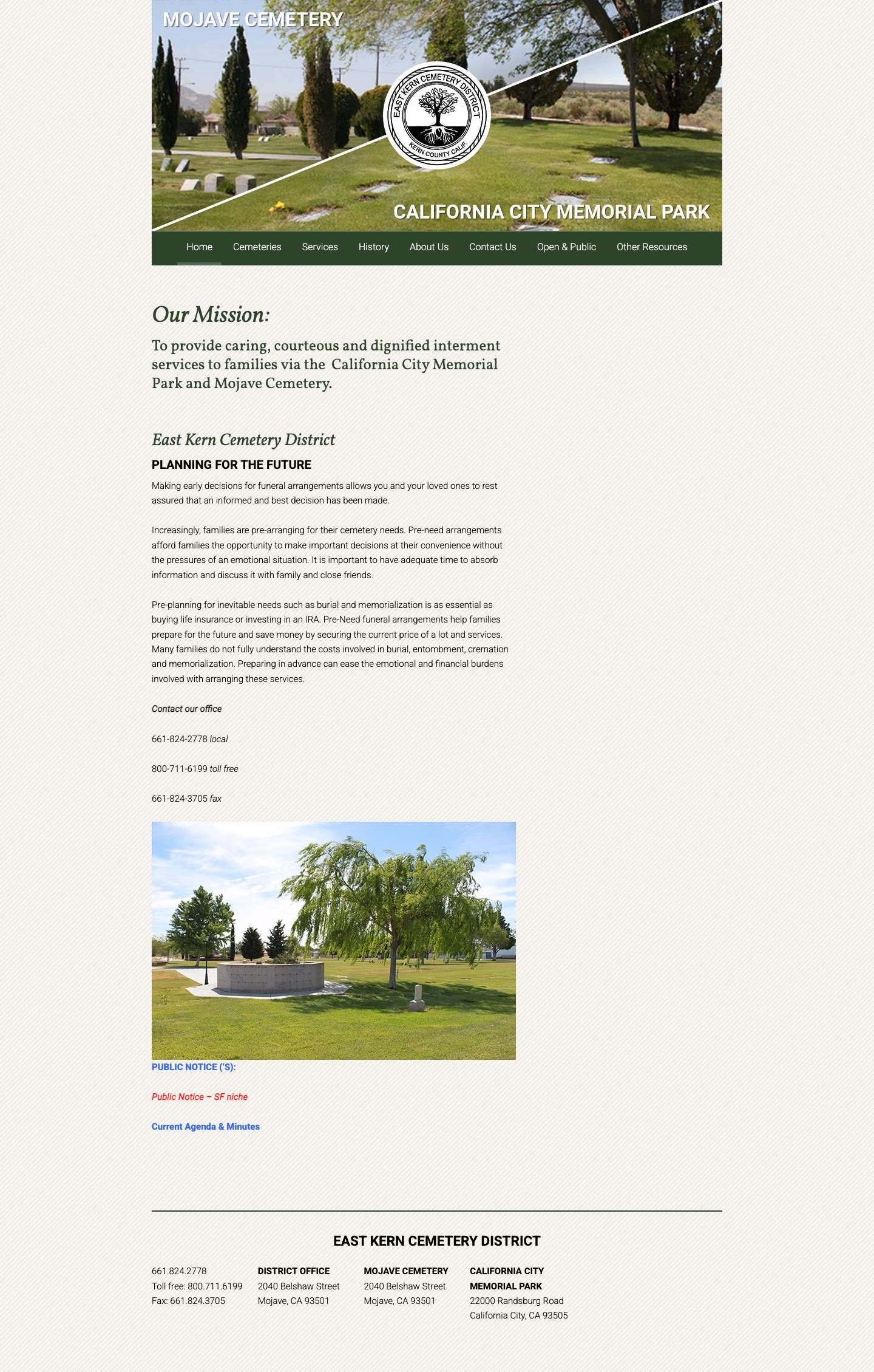 East Kern Cemetery District - Full Screenshot
