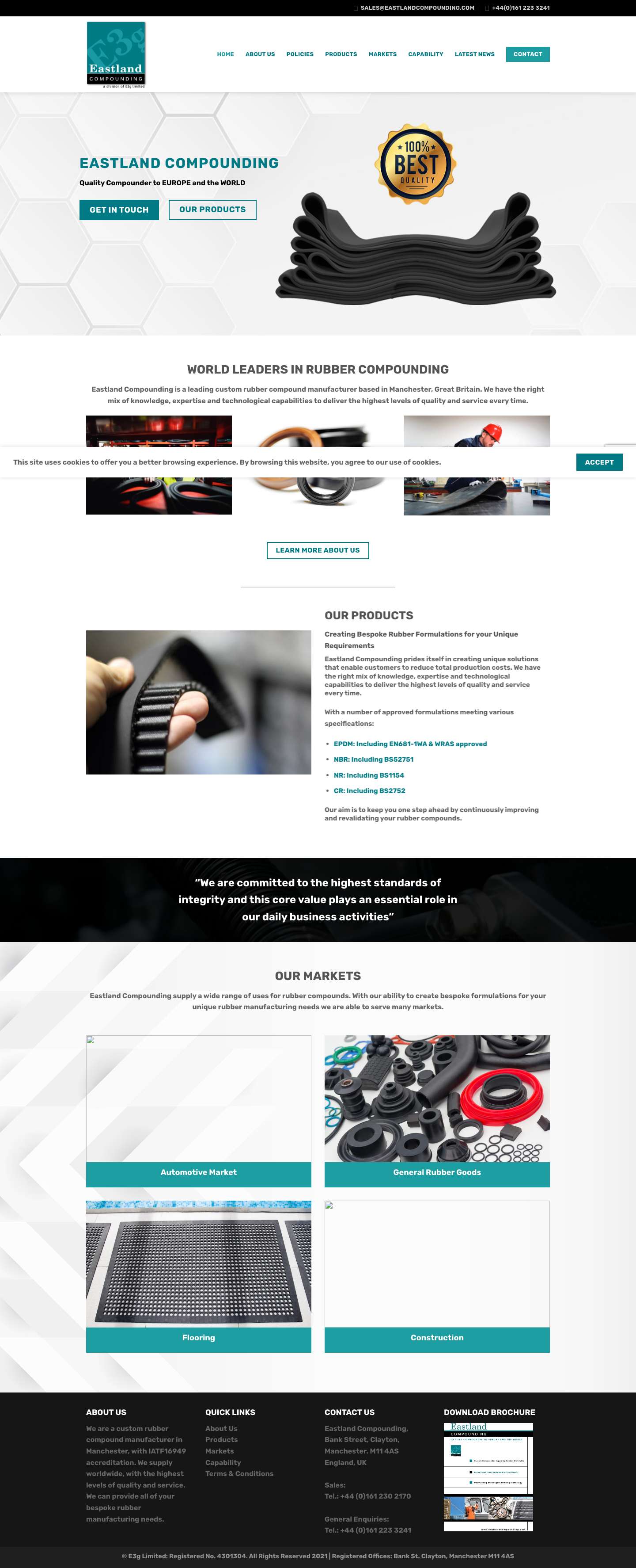 Eastland Compounding - Quality Custom Rubber Compounder Worldwide - Full Screenshot