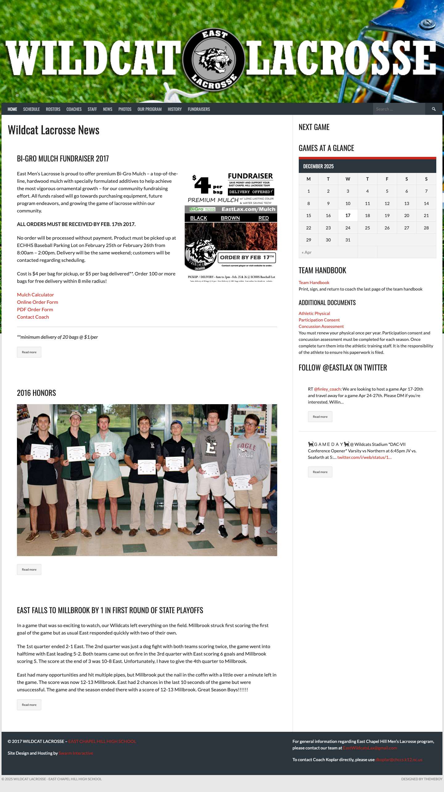 Wildcat Lacrosse News - Wildcat Lacrosse - East Chapel Hill High School - Full Screenshot