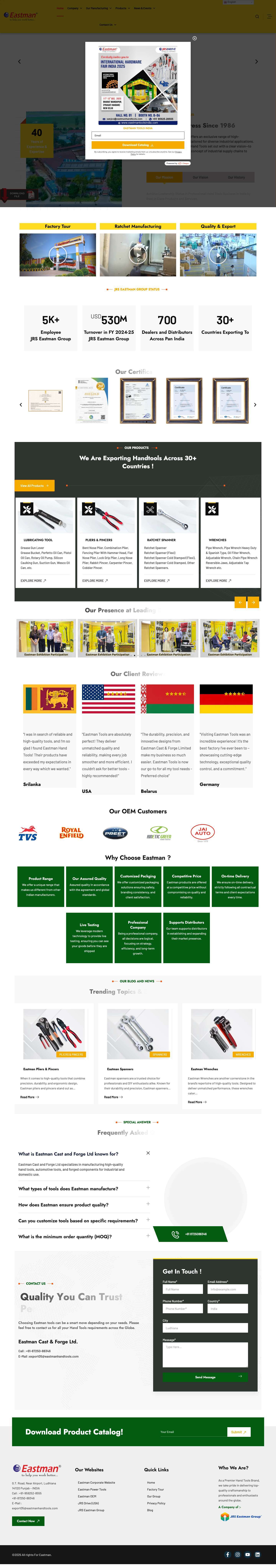 Eastman - Export Quality Hand Tools Manufacturer & Exporter - Full Screenshot