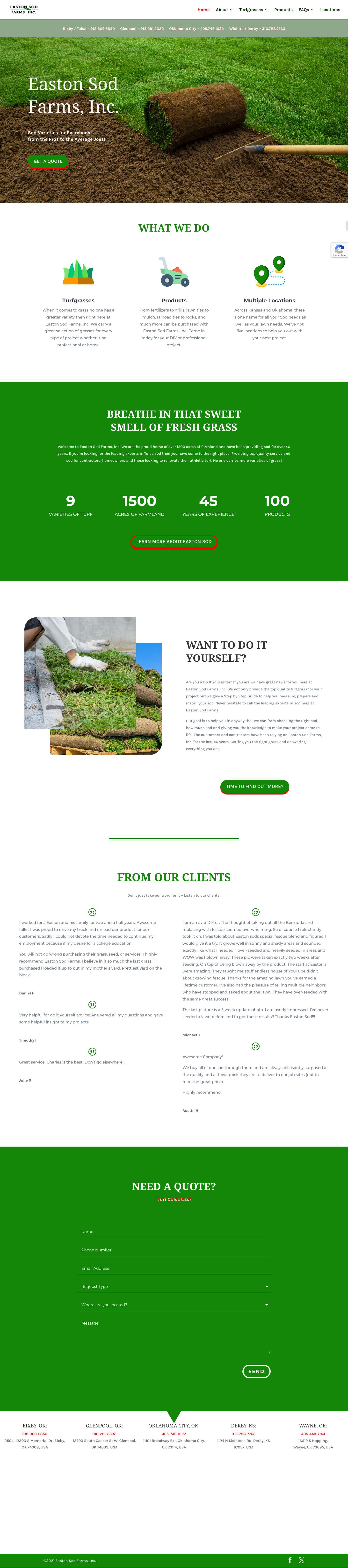 Home - Easton Sod Farms Inc. - Full Screenshot