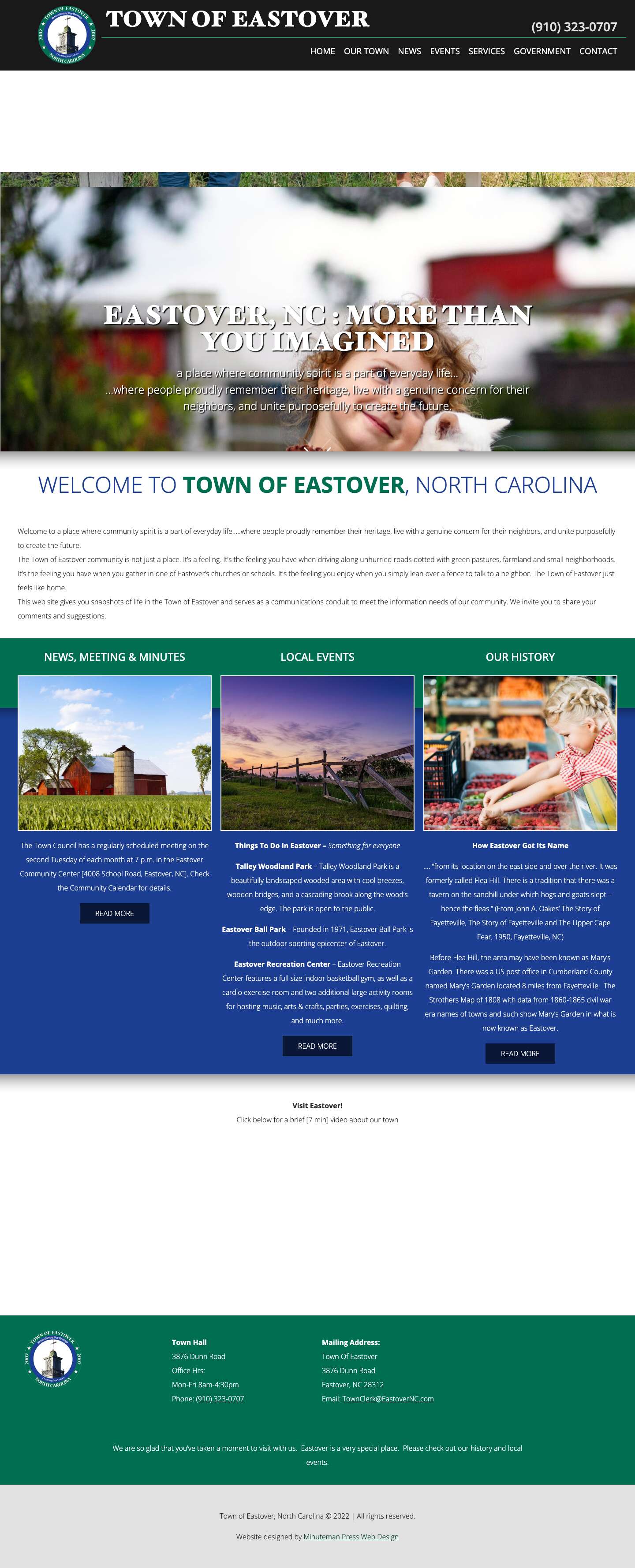 Eastover NC | Official Website - Full Screenshot