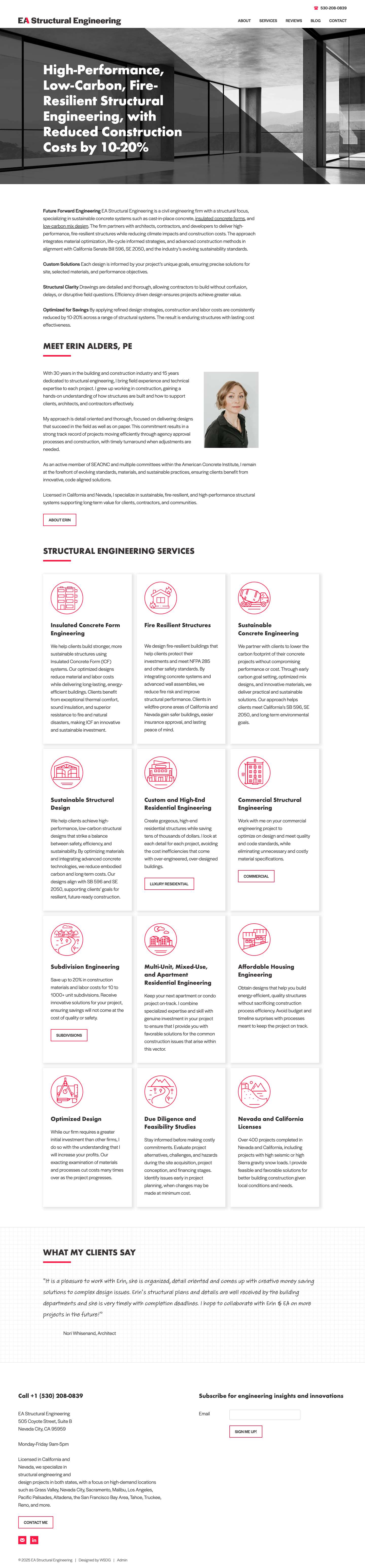 EA Structural Engineering Licensed in California and Nevada - Full Screenshot