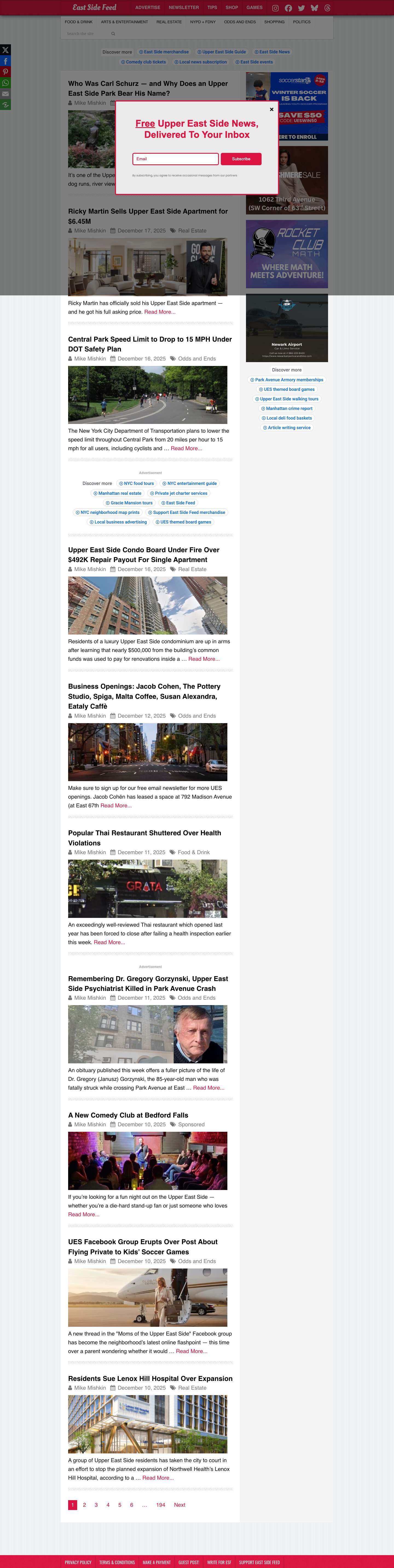 East Side Feed - Upper East Side NYC News - Full Screenshot
