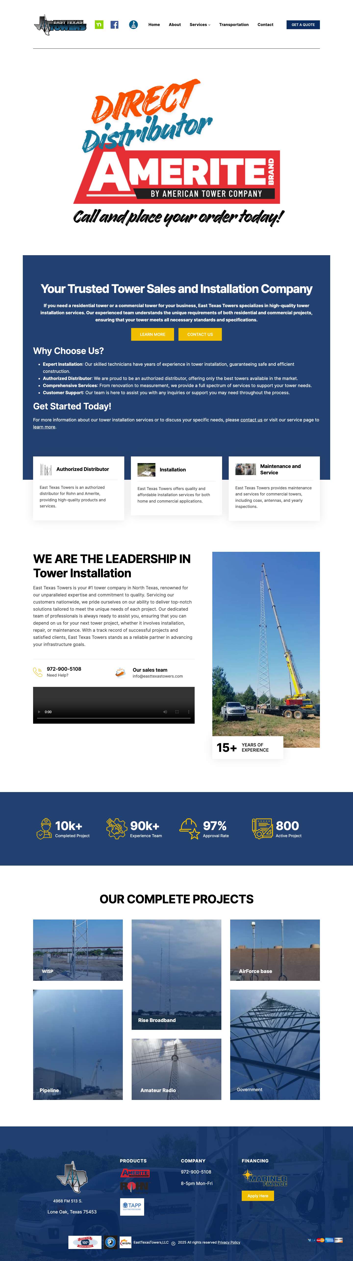 EastTexasTowers,LLC – Commercial and Residential Tower Installation Company - Full Screenshot