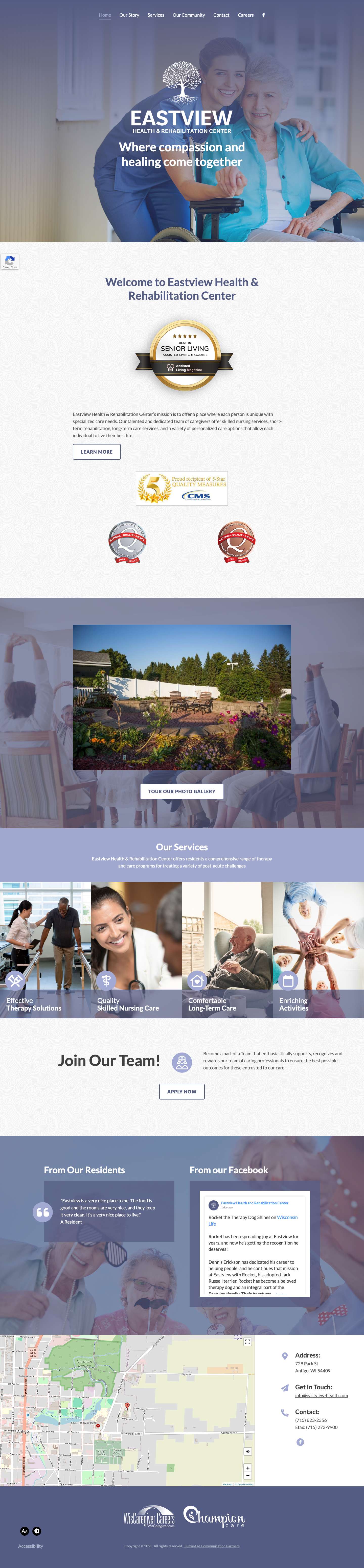 Welcome to Eastview Health & Rehabilitation Center | Antigo, WIComments Box SVG icons - Full Screenshot