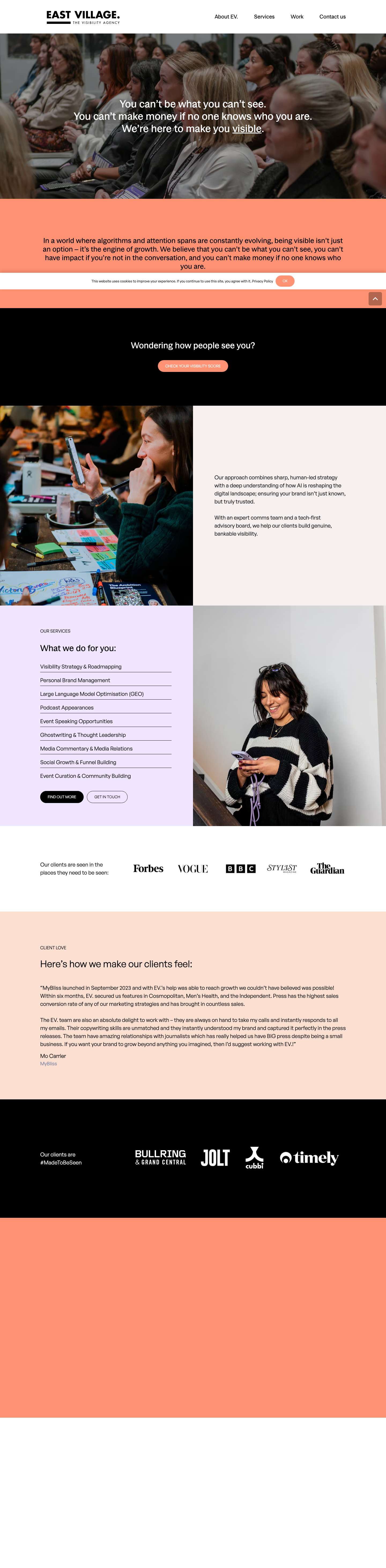 Home - East Village PR Agency - Full Screenshot