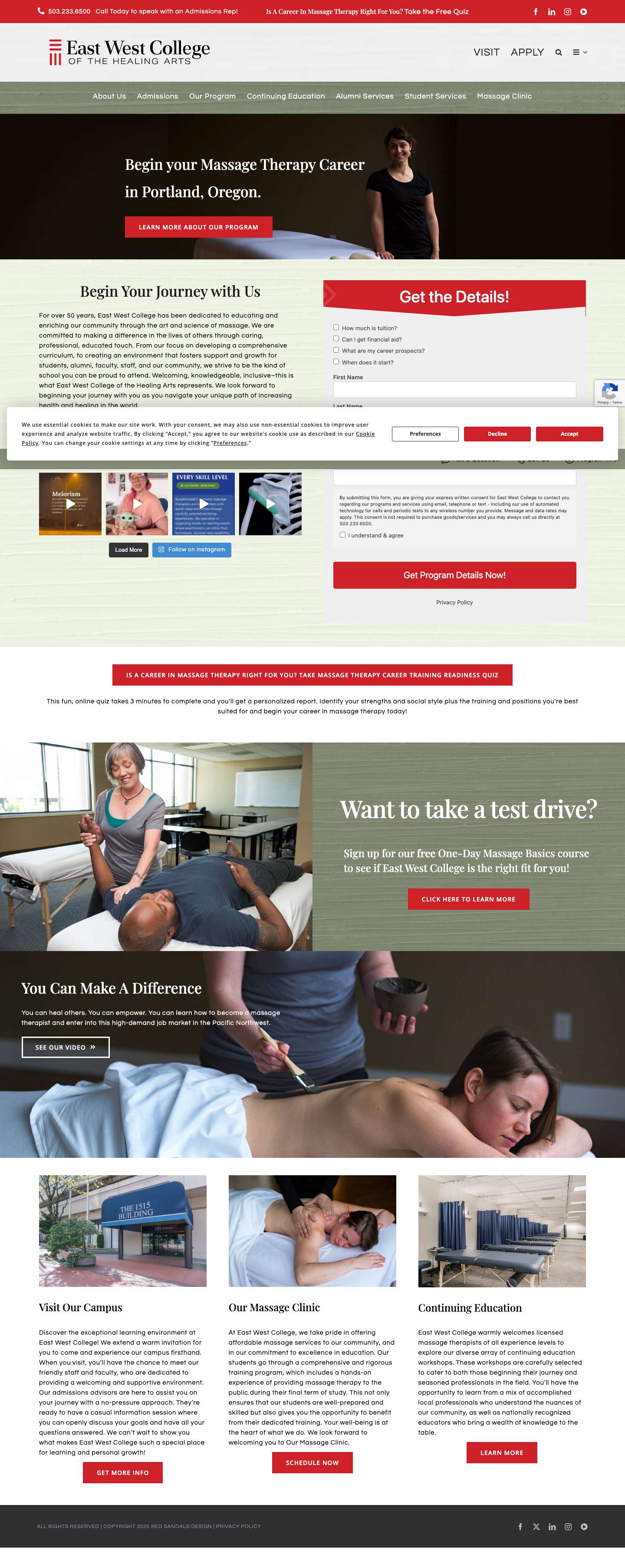 Begin Your Career in Massage Therapy - East West College - Full Screenshot