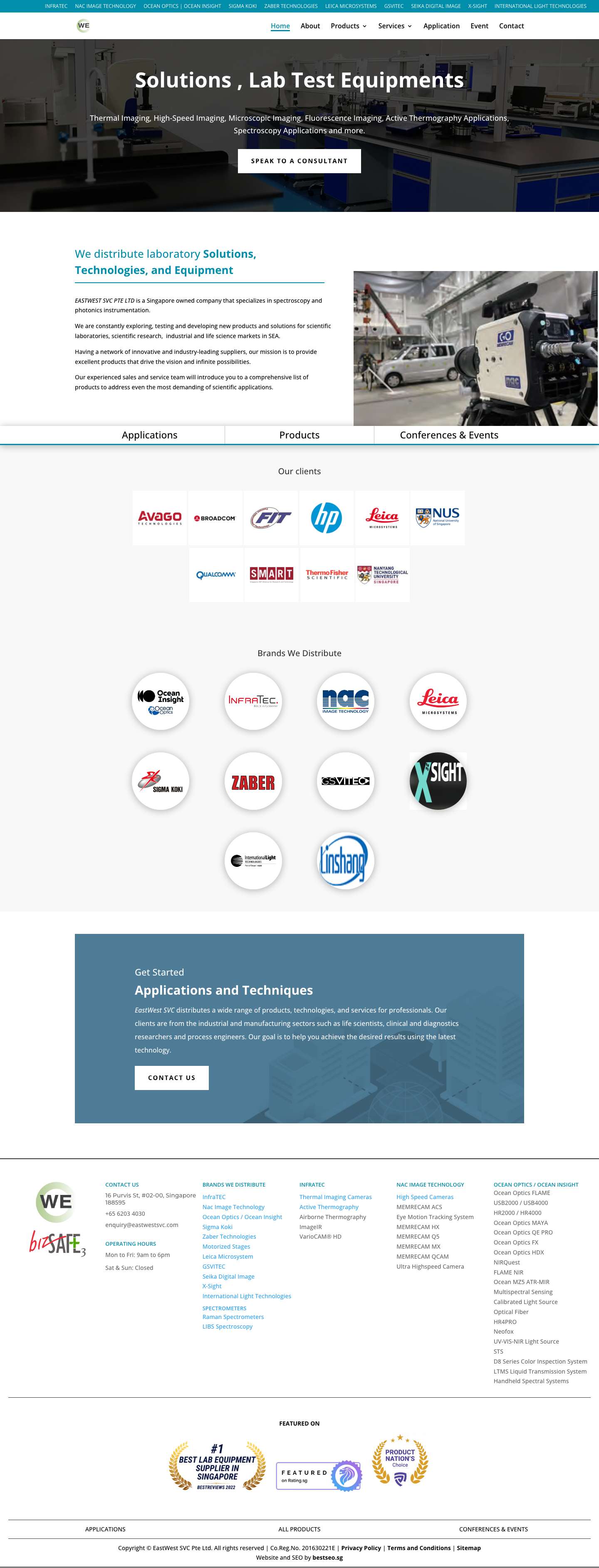 Lab Equipment Singapore Distributor: EastWest SVC Pte Ltd - Full Screenshot