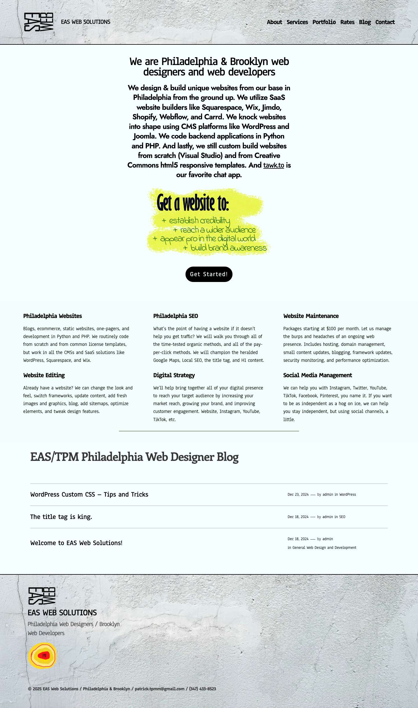 EAS WEB SOLUTIONS - Philadelphia web designers / Brooklyn web developers - Full Screenshot