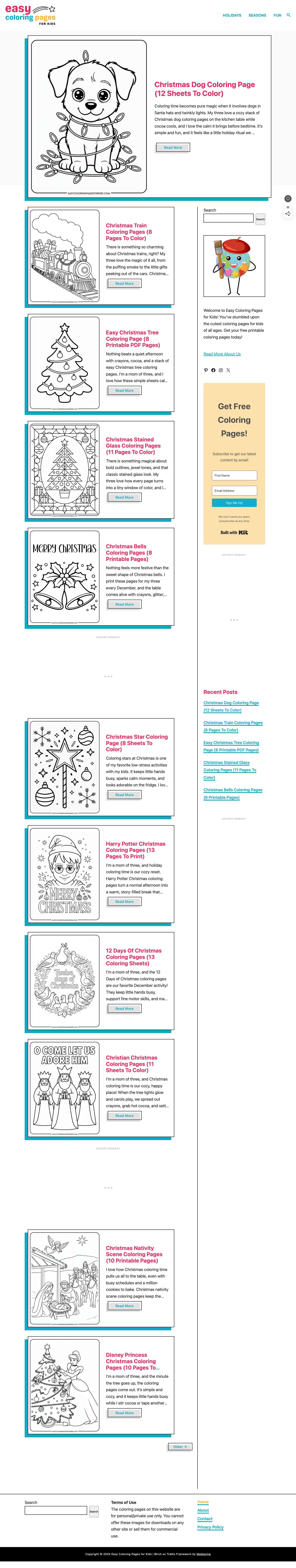 Easy Coloring Pages for Kids - Printable Coloring Pages for KidsMagnifying Glass - Full Screenshot