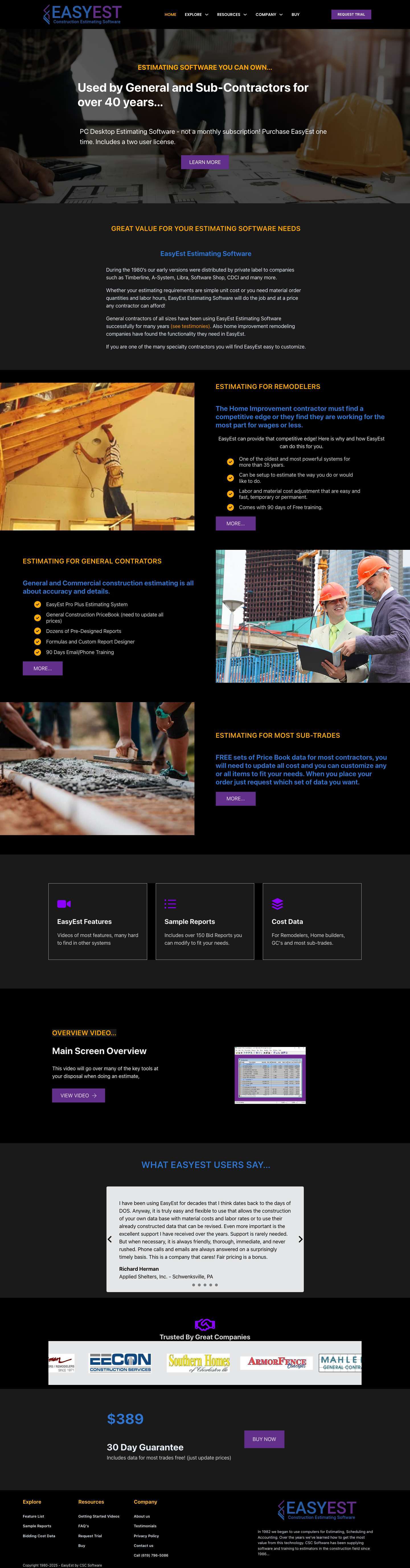 EasyEst - EasyEst Estimating Software - Full Screenshot