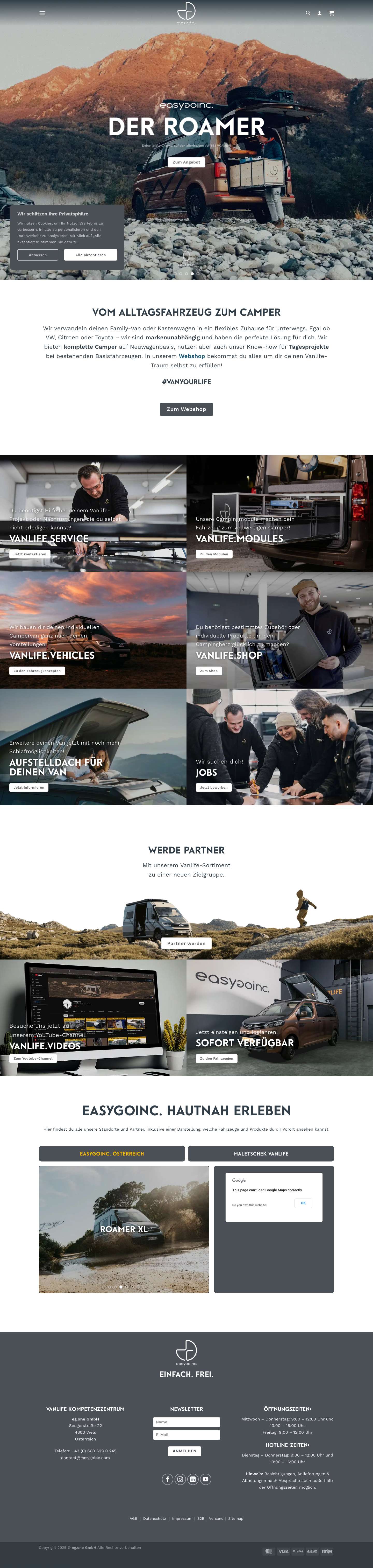 easygoinc. VANLIFE Kompetenzzentrum – Vanlife und Campervans - Full Screenshot