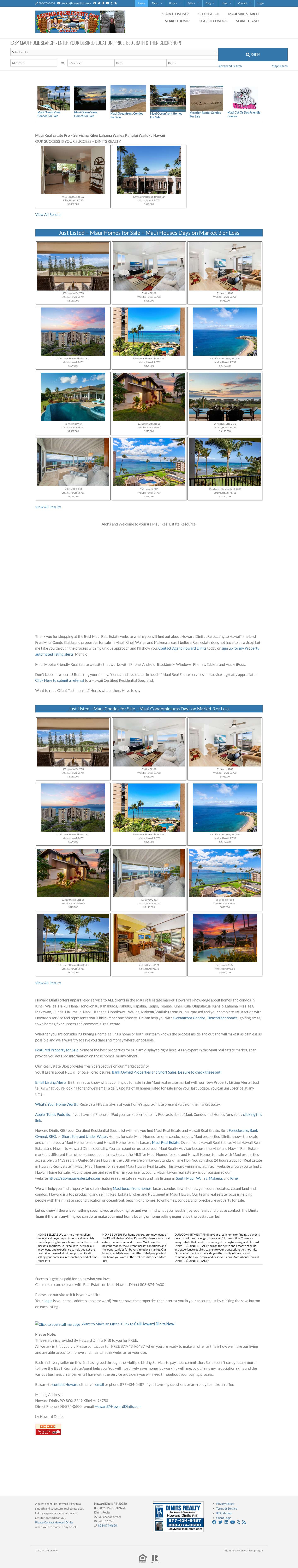 Easy Maui Real Estate - Dinits Realty 808-874-0600 - Full Screenshot