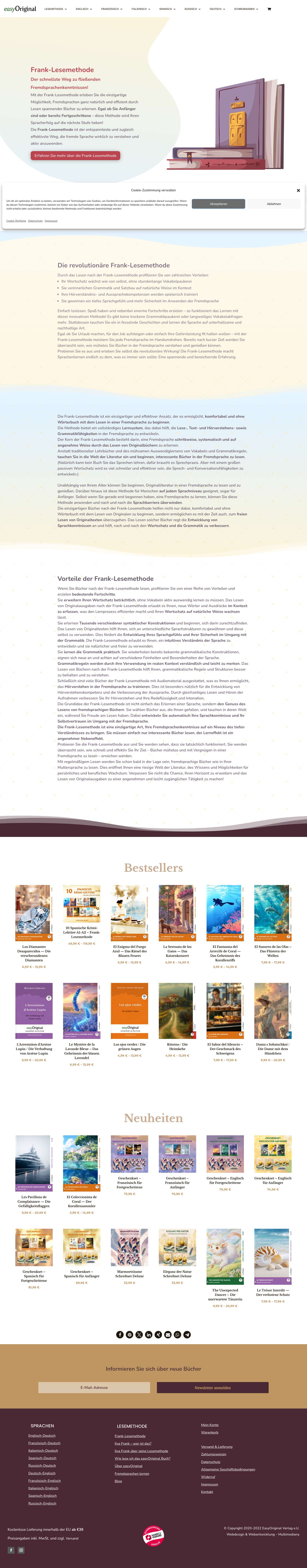 EasyOriginal.com - Lernen Sie Fremdsprachen mit der Frank-Lesemethode - Full Screenshot