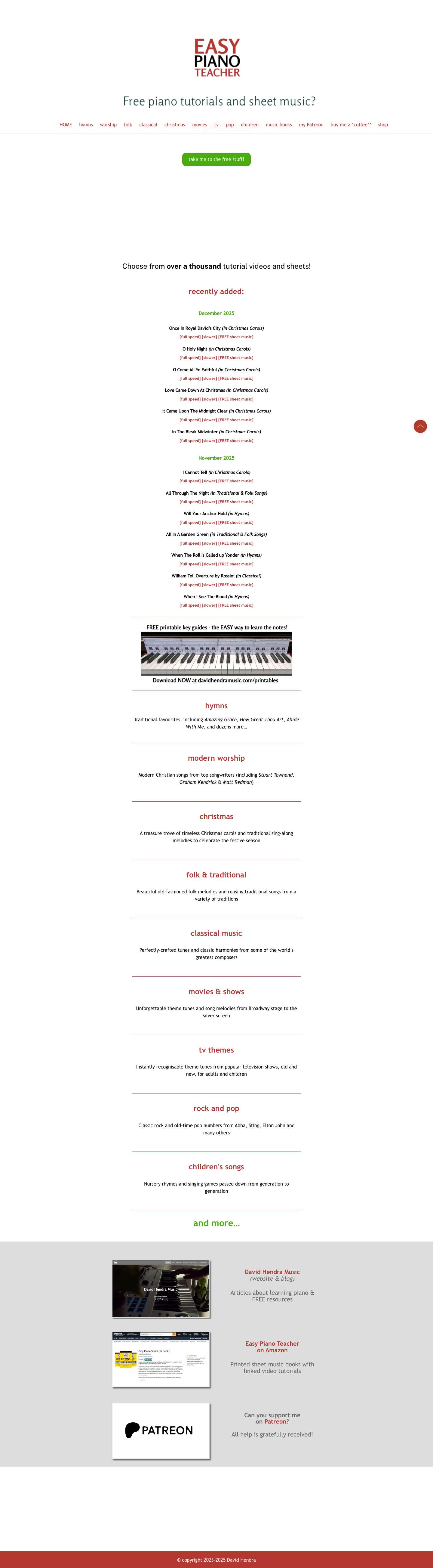 FREE piano tutorials, sheet music and more at Easy Piano Teacher! - Full Screenshot