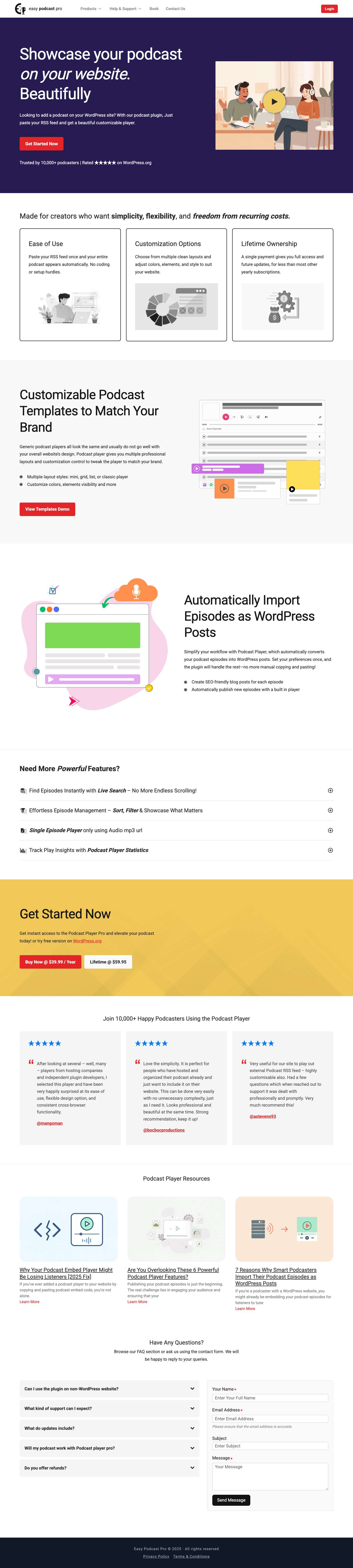 Embed Podcast on Website with WordPress Podcast Plugin - Full Screenshot