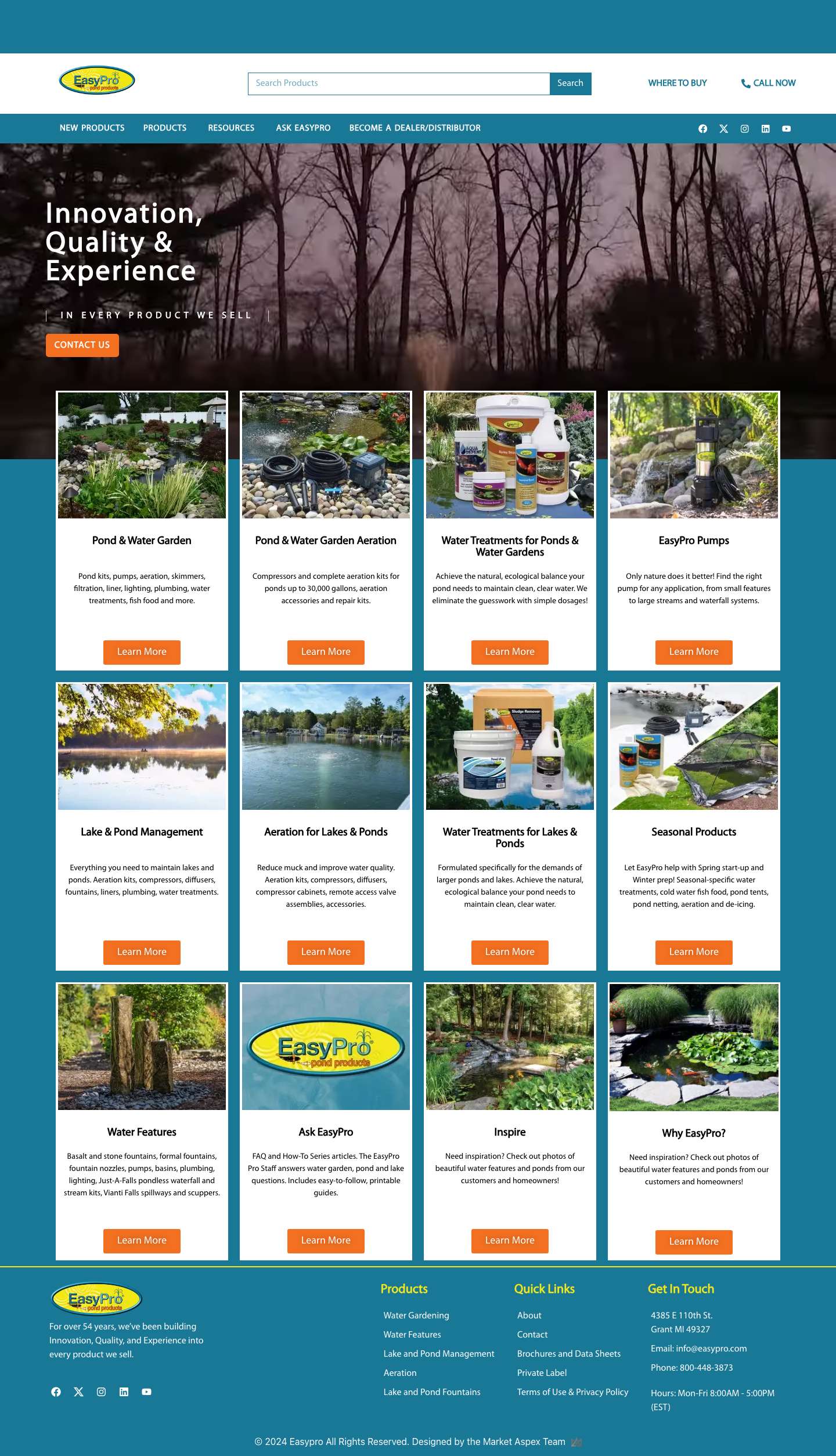 EasyPro Pond Products and Supplies for Your Water Garden - Full Screenshot