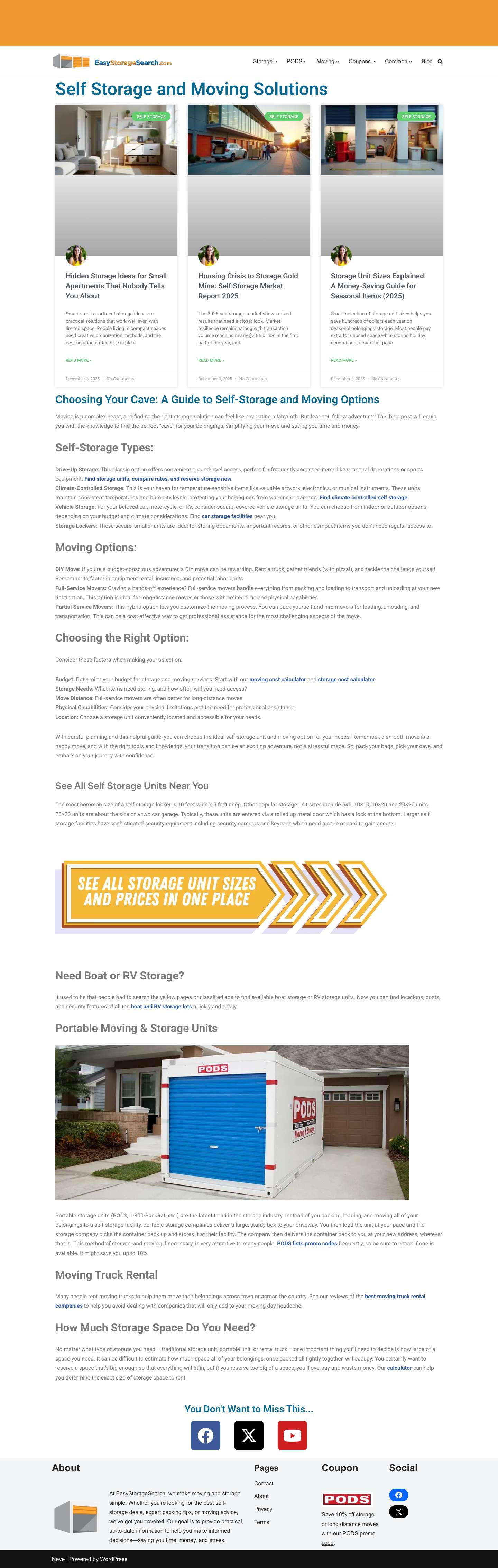 Find Self Storage and Moving Solutions - Easy Storage Search - Full Screenshot