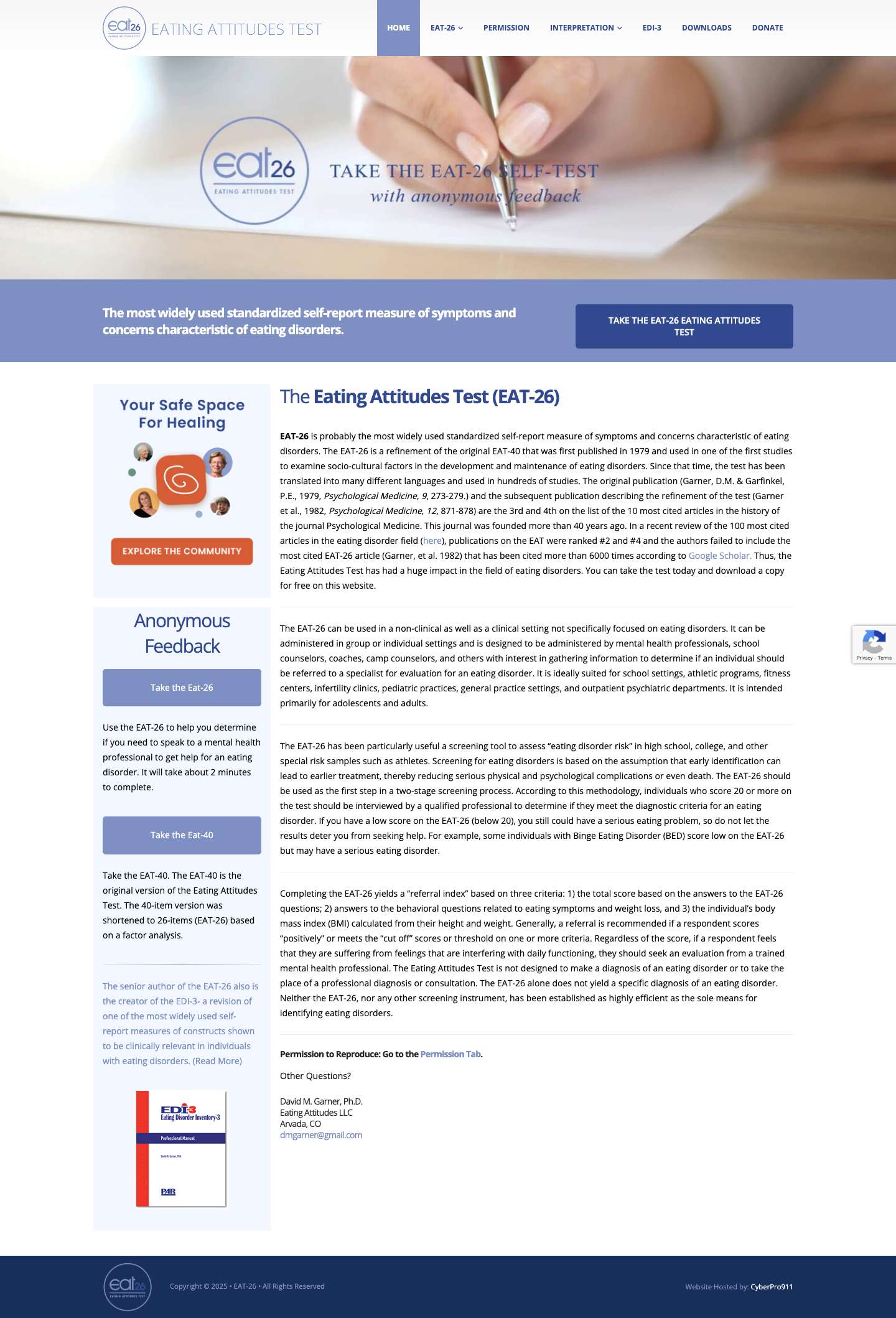 EAT-26: Eating Attitudes Test & Eating Disorder Testing – Use the EAT-26 to help you determine if you need to speak to a mental health professional to get help for an eating disorder. - Full Screenshot