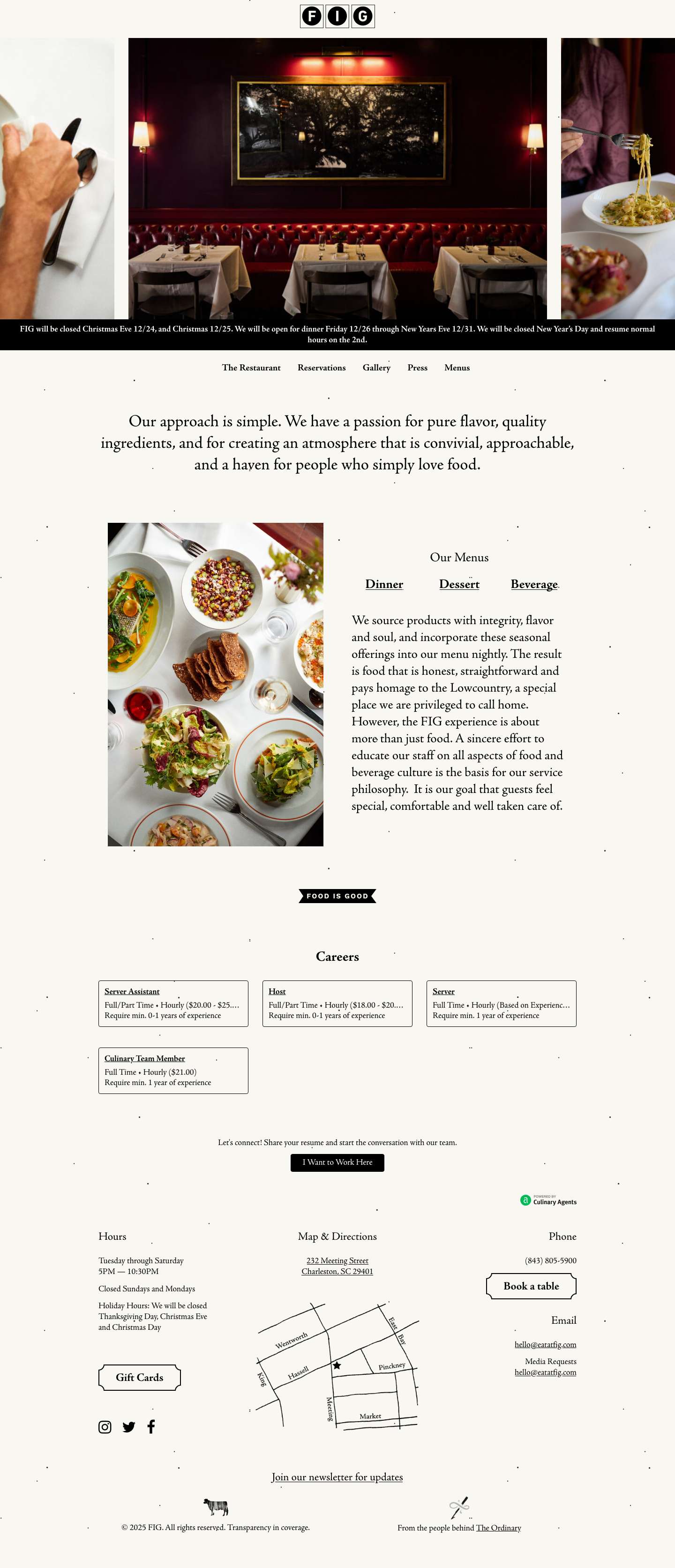 FIG – Local Neighborhood Restaurant in Downtown Charleston, SC - Full Screenshot