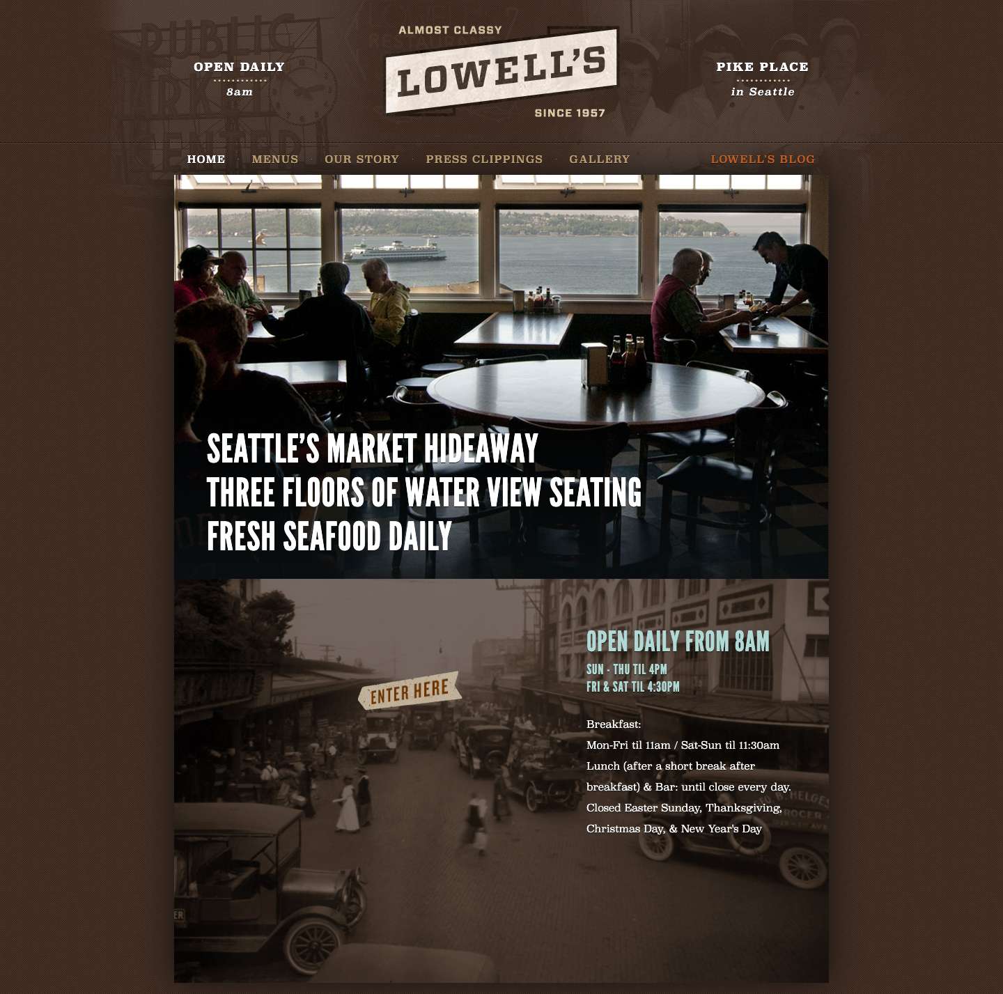 Lowell's Restaurant Seattle | Almost Classy Since 1957 - Full Screenshot