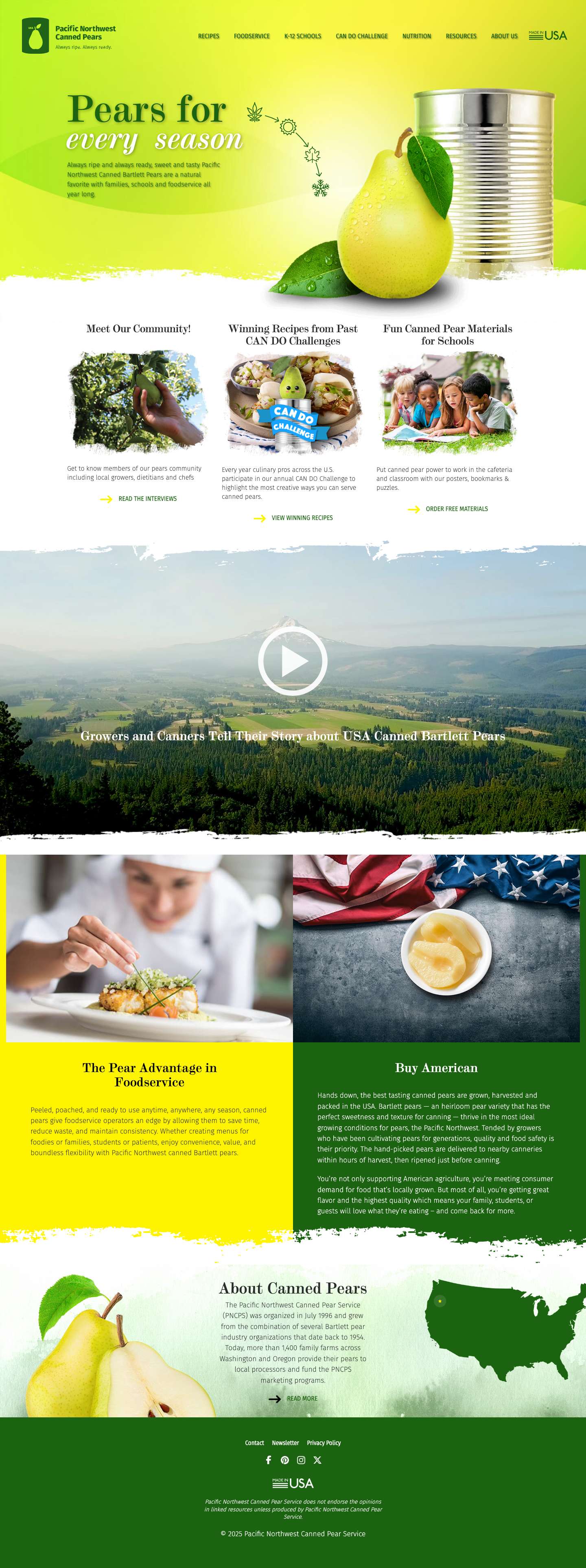 Home | Pacific Northwest Canned Pear Service - Full Screenshot