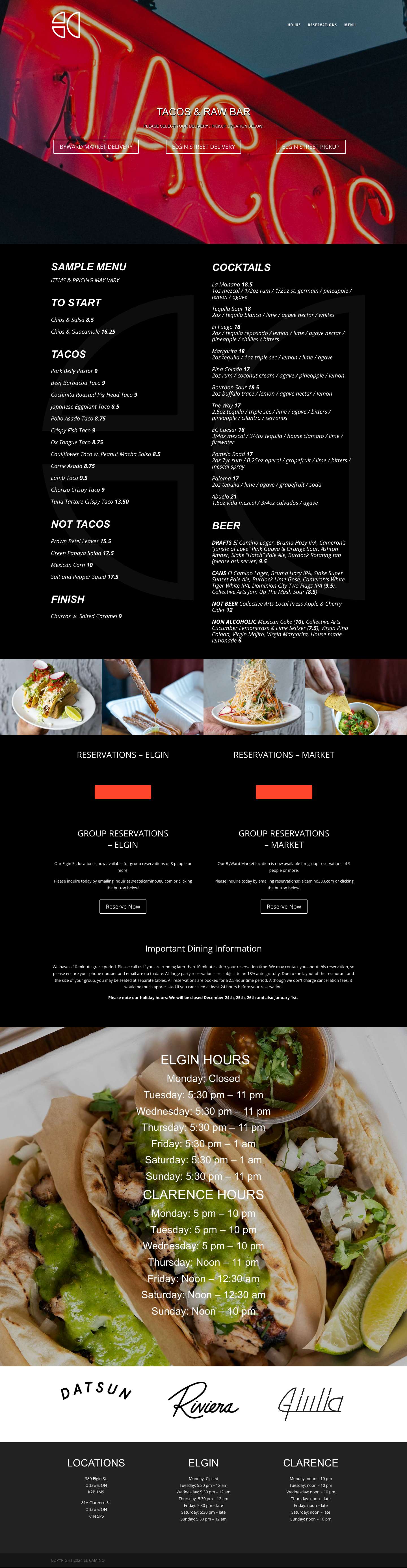 El Camino | Tacos & Raw Bar | - Full Screenshot