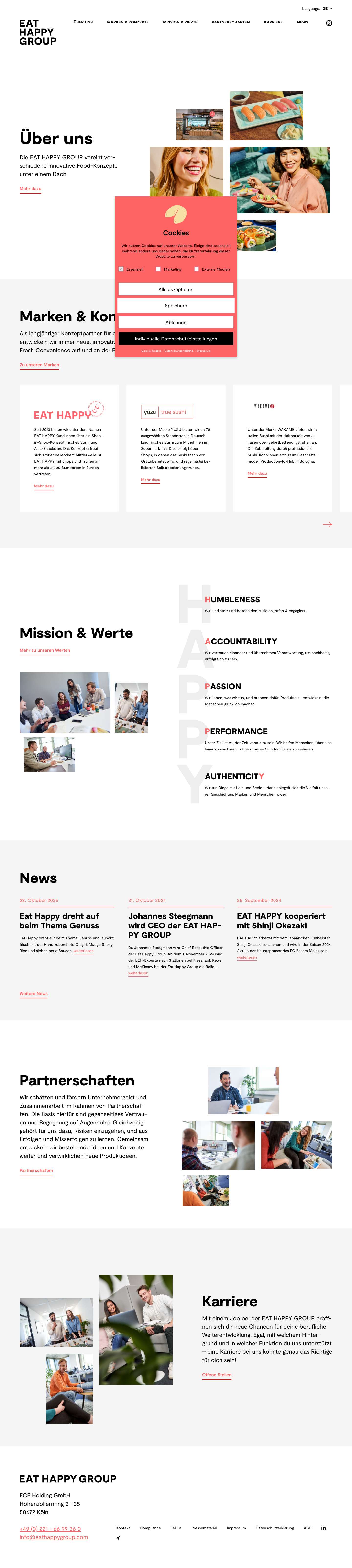 Die EAT HAPPY GROUP vereint viele Food-Konzepte - Full Screenshot