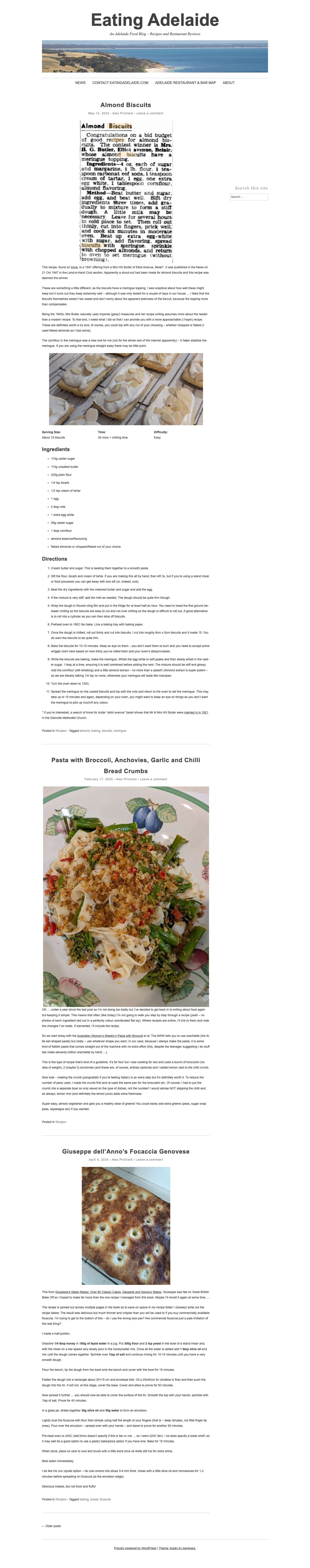 Eating Adelaide - An Adelaide Food Blog - Recipes and Restaurant Reviews - Full Screenshot