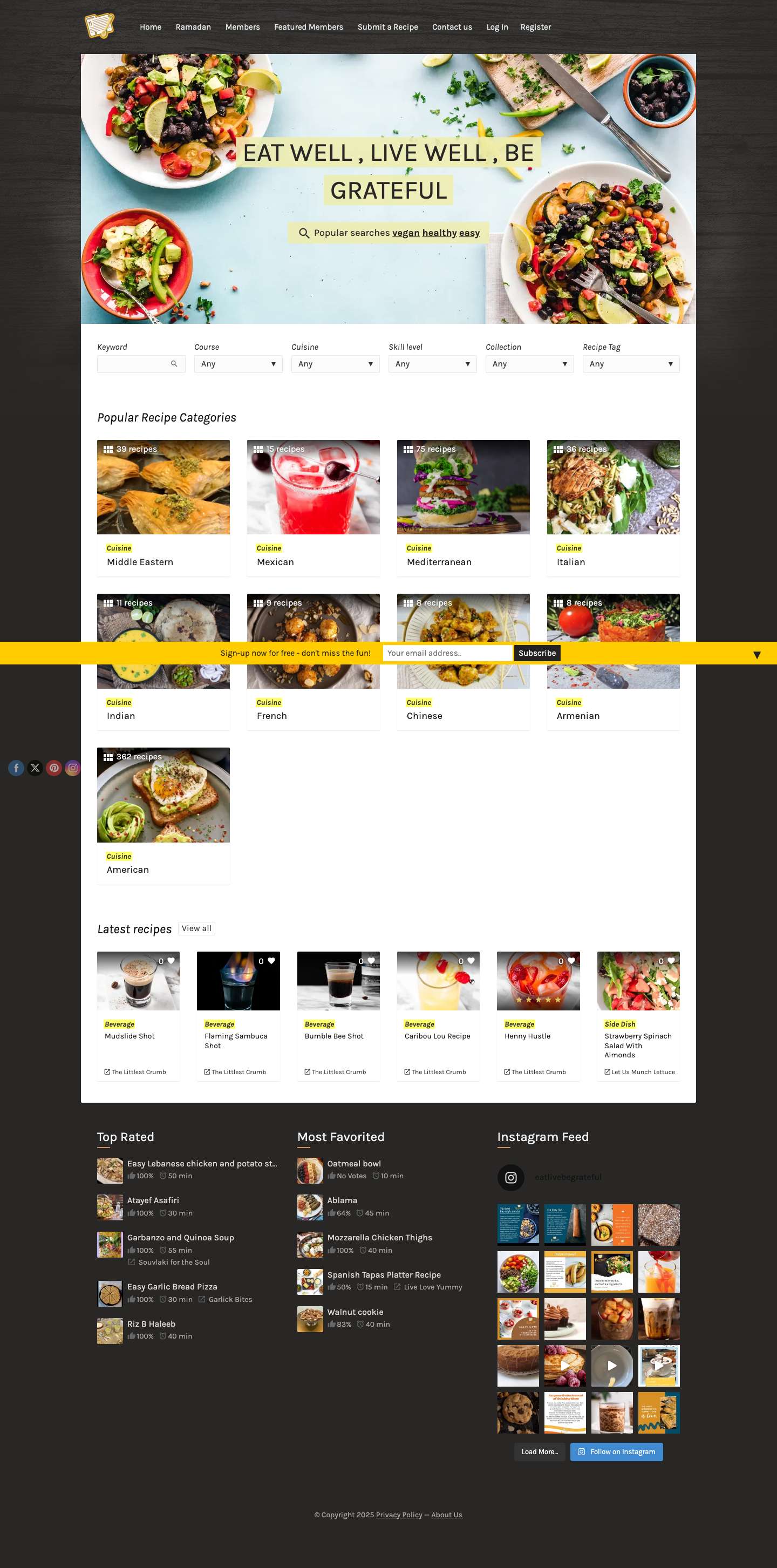 Eat, Live, Be Grateful | Food Community - Full Screenshot